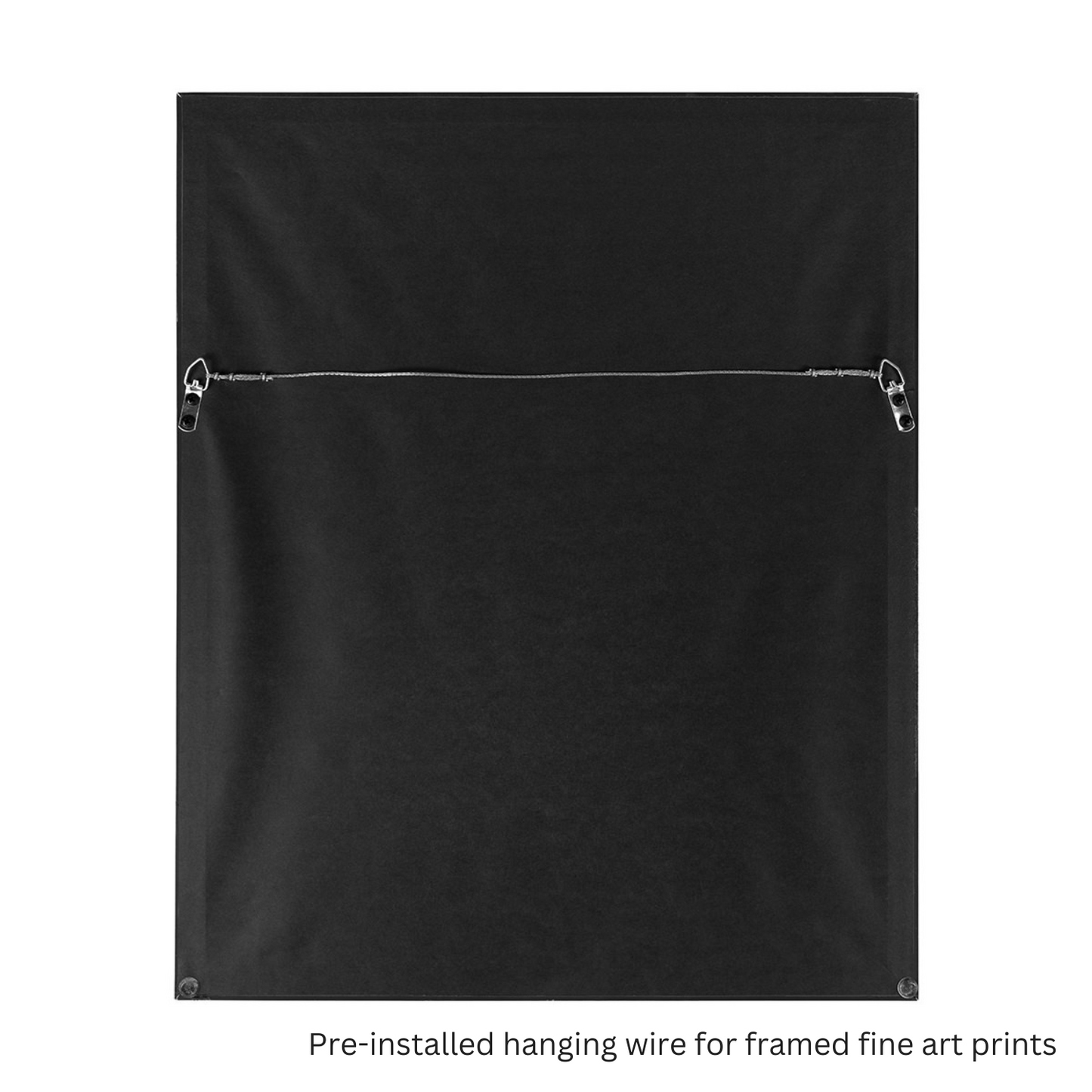 Pre-installed hanging wire for framed fine art paper prints