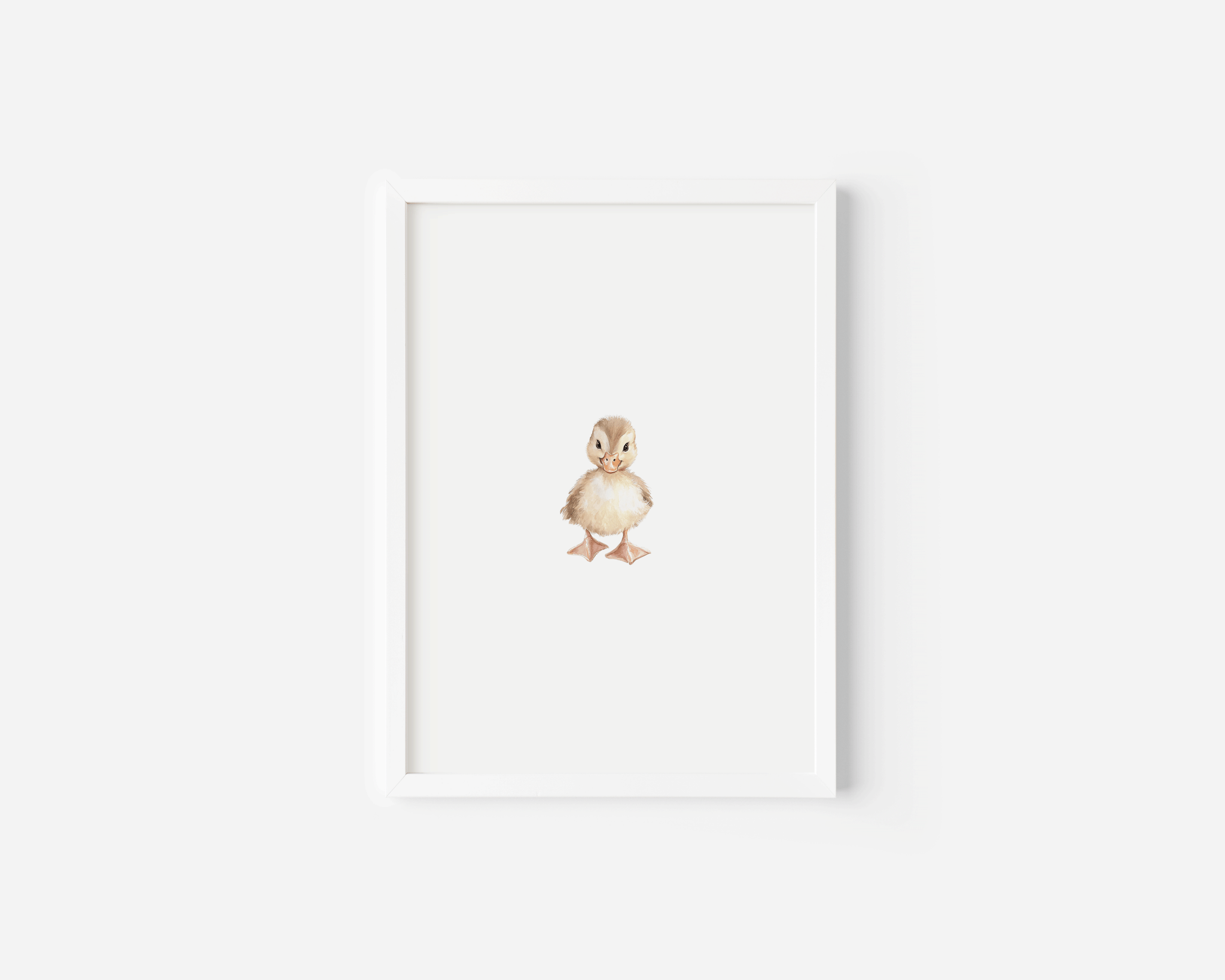 Baby Duck Nursery Wall Art | Woodland Animal Print in Soft Neutral Watercolor - Buy Wall Art