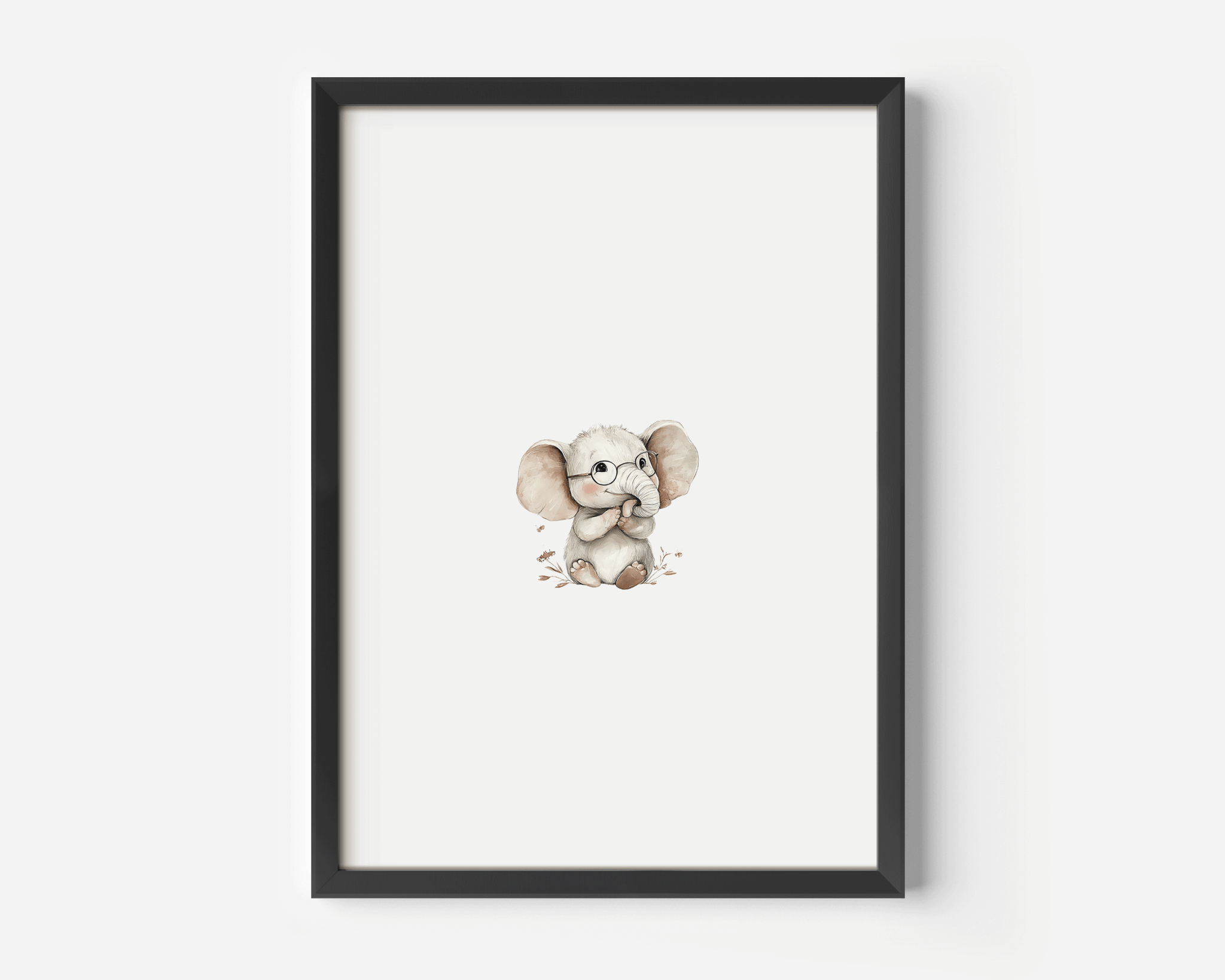 Baby Elephant Nursery Wall Art | Woodland Animal Print for Neutral Nursery Decor - Buy Wall Art