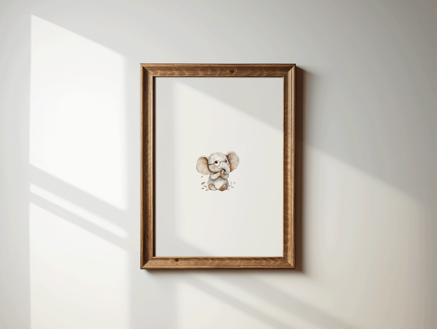 Baby Elephant Nursery Wall Art | Woodland Animal Print for Neutral Nursery Decor - Buy Wall Art