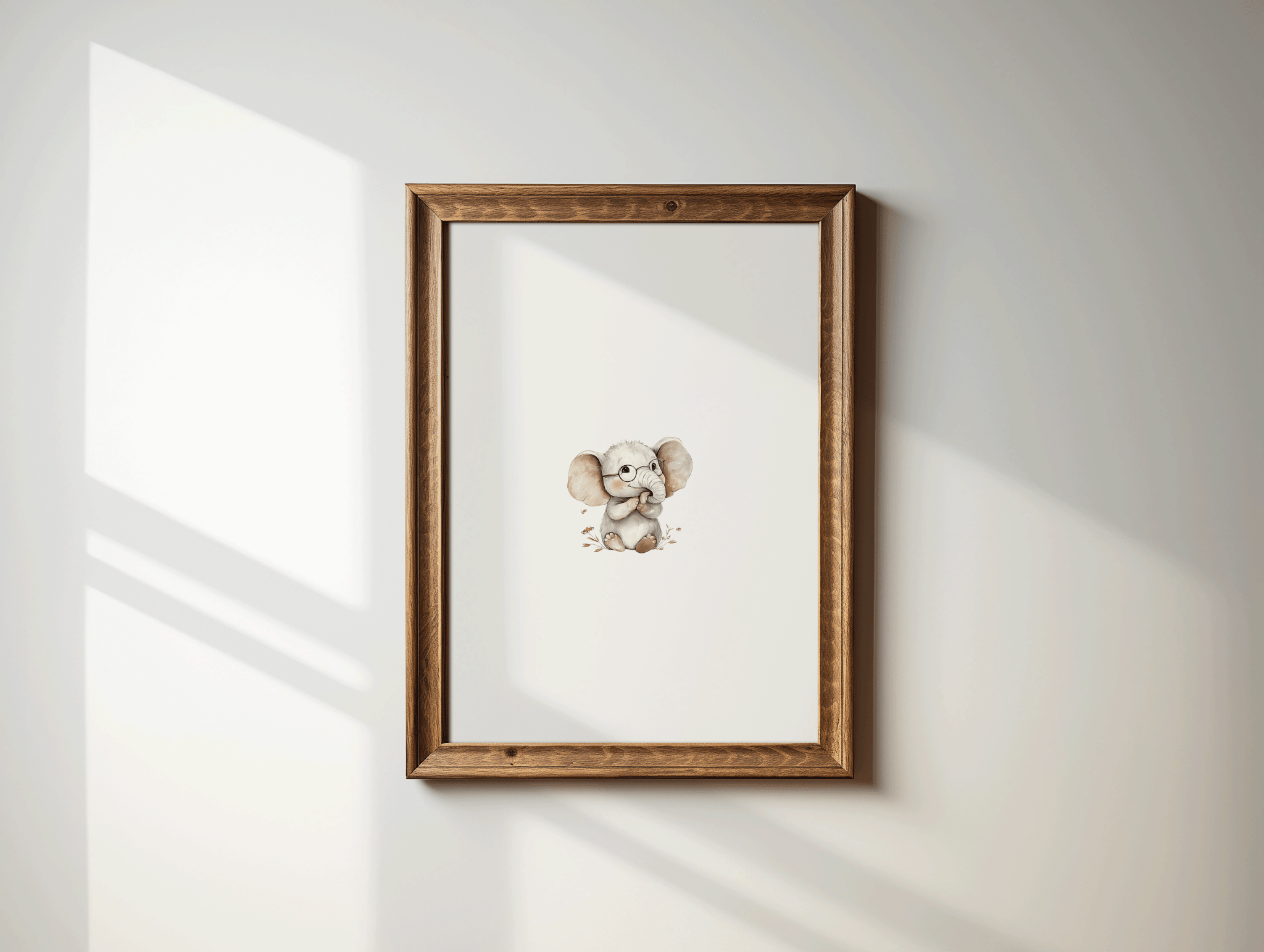 Baby Elephant Nursery Wall Art | Woodland Animal Print for Neutral Nursery Decor - Buy Wall Art
