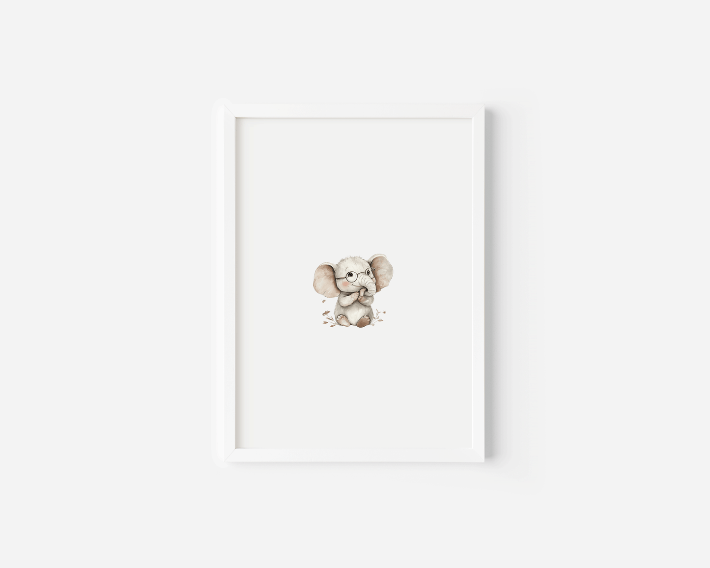 Baby Elephant Nursery Wall Art | Woodland Animal Print for Neutral Nursery Decor - Buy Wall Art
