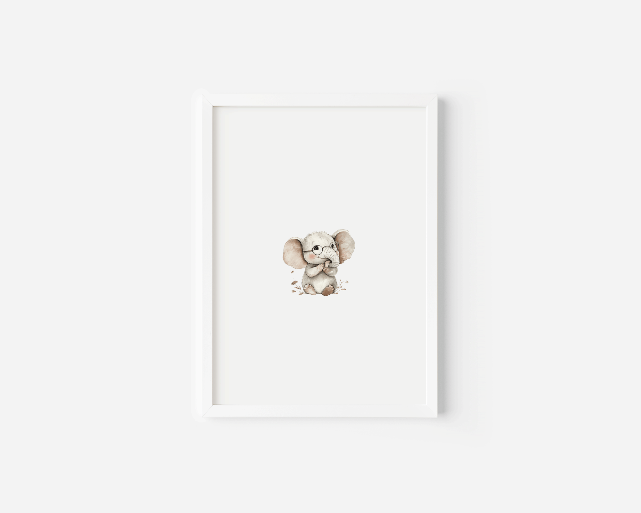 Baby Elephant Nursery Wall Art | Woodland Animal Print for Neutral Nursery Decor - Buy Wall Art