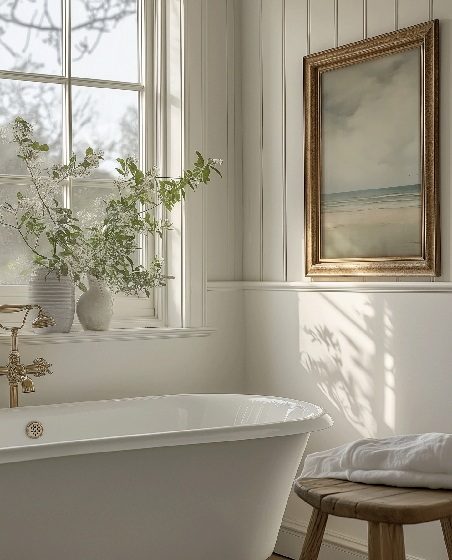Muted beach wall art for bathroom, entryway or living room, printed on premium canvas