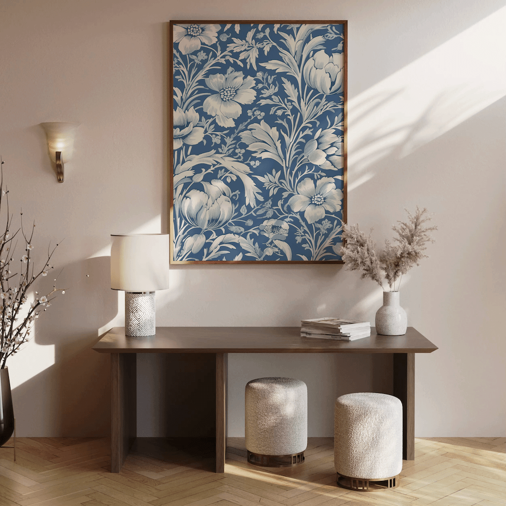 Blue and White Chinoiserie Wall Art | Vintage Floral Botanical Print - Buy Wall Art