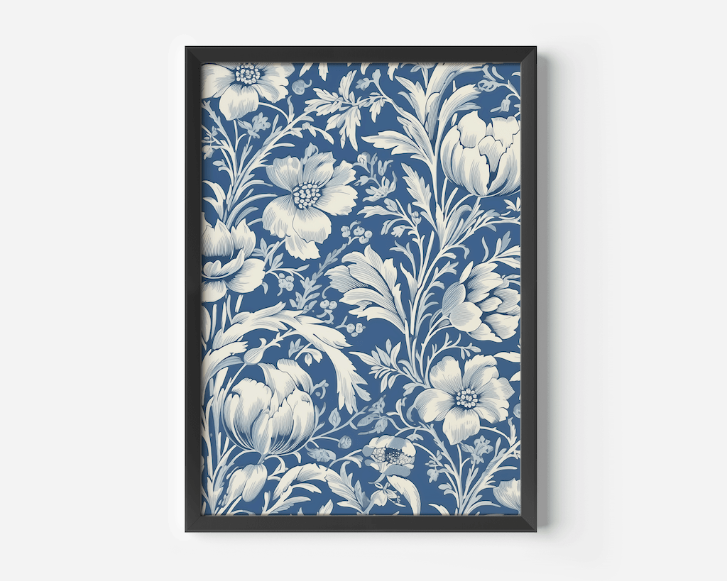 Blue and White Chinoiserie Wall Art | Vintage Floral Botanical Print - Buy Wall Art