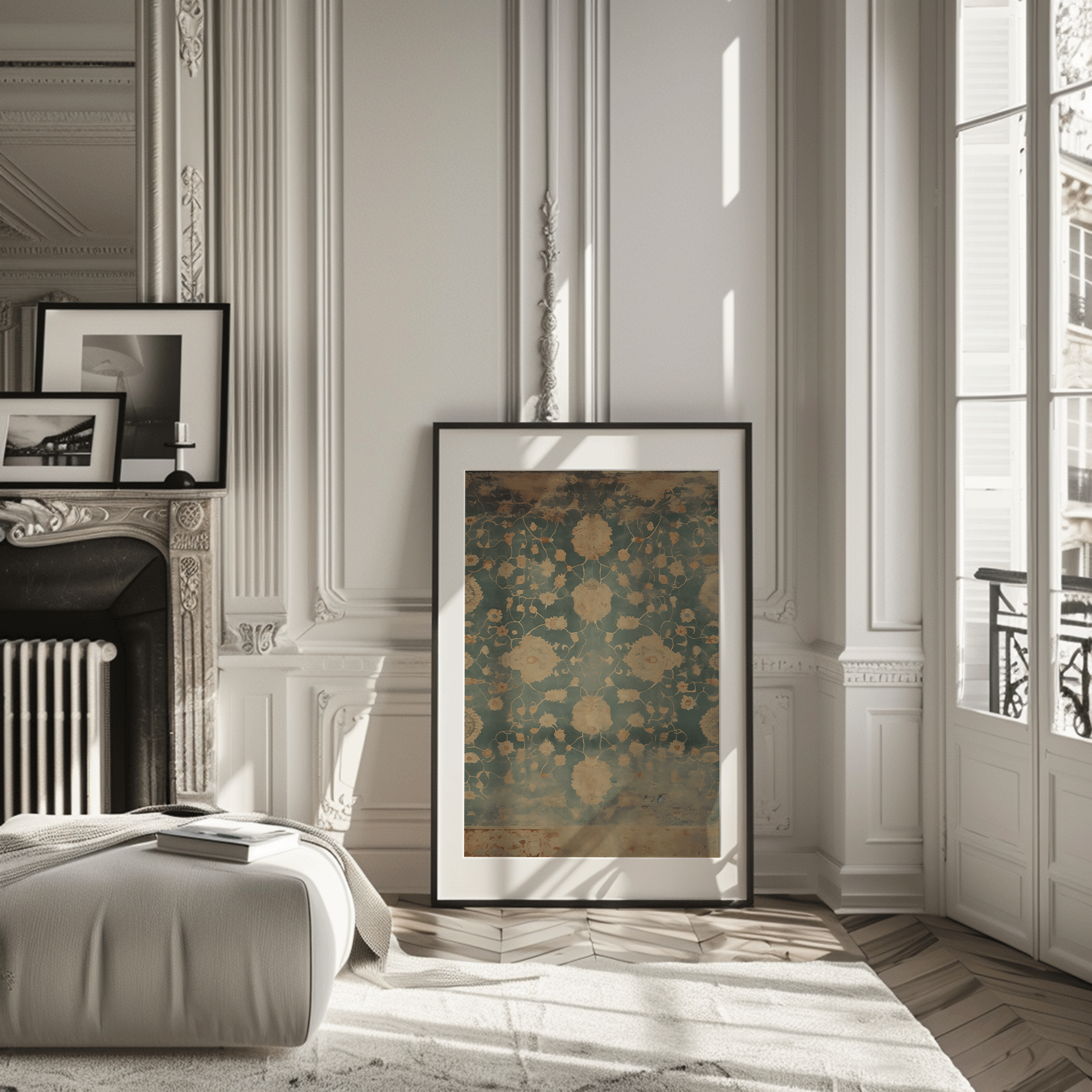 Botanical Textile Tapestry Art - Blue and Beige | Canvas Art, Art Prints & Framed Canvas - Buy Wall Art