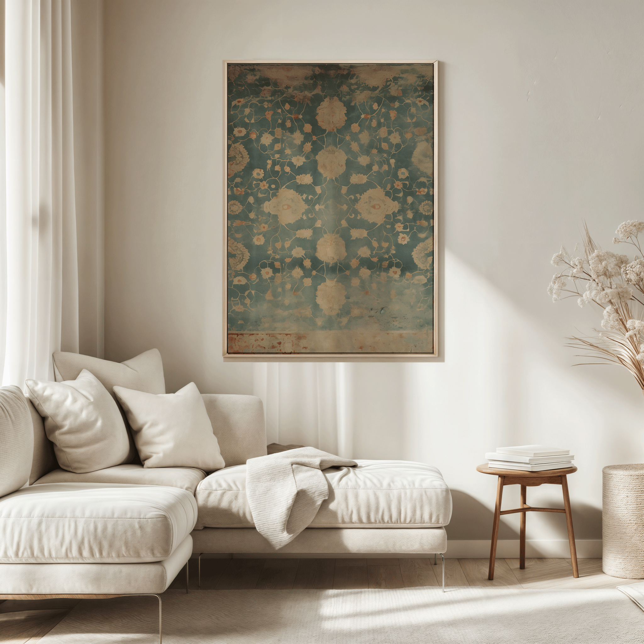 Botanical Textile Tapestry Art - Blue and Beige | Canvas Art, Art Prints & Framed Canvas - Buy Wall Art