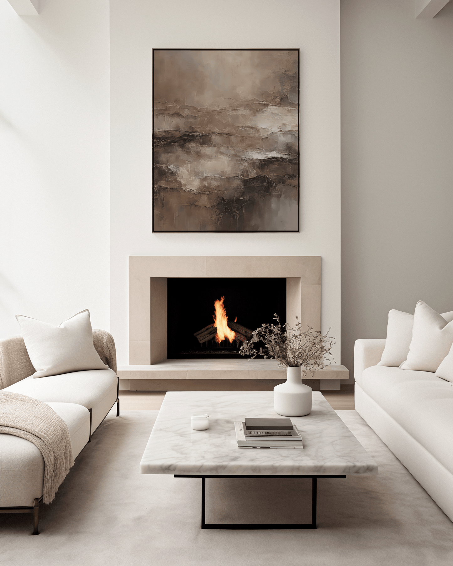 Moody Abstract Wall Art – Neutral Beige & Brown Canvas Prints - Buy Wall Art
