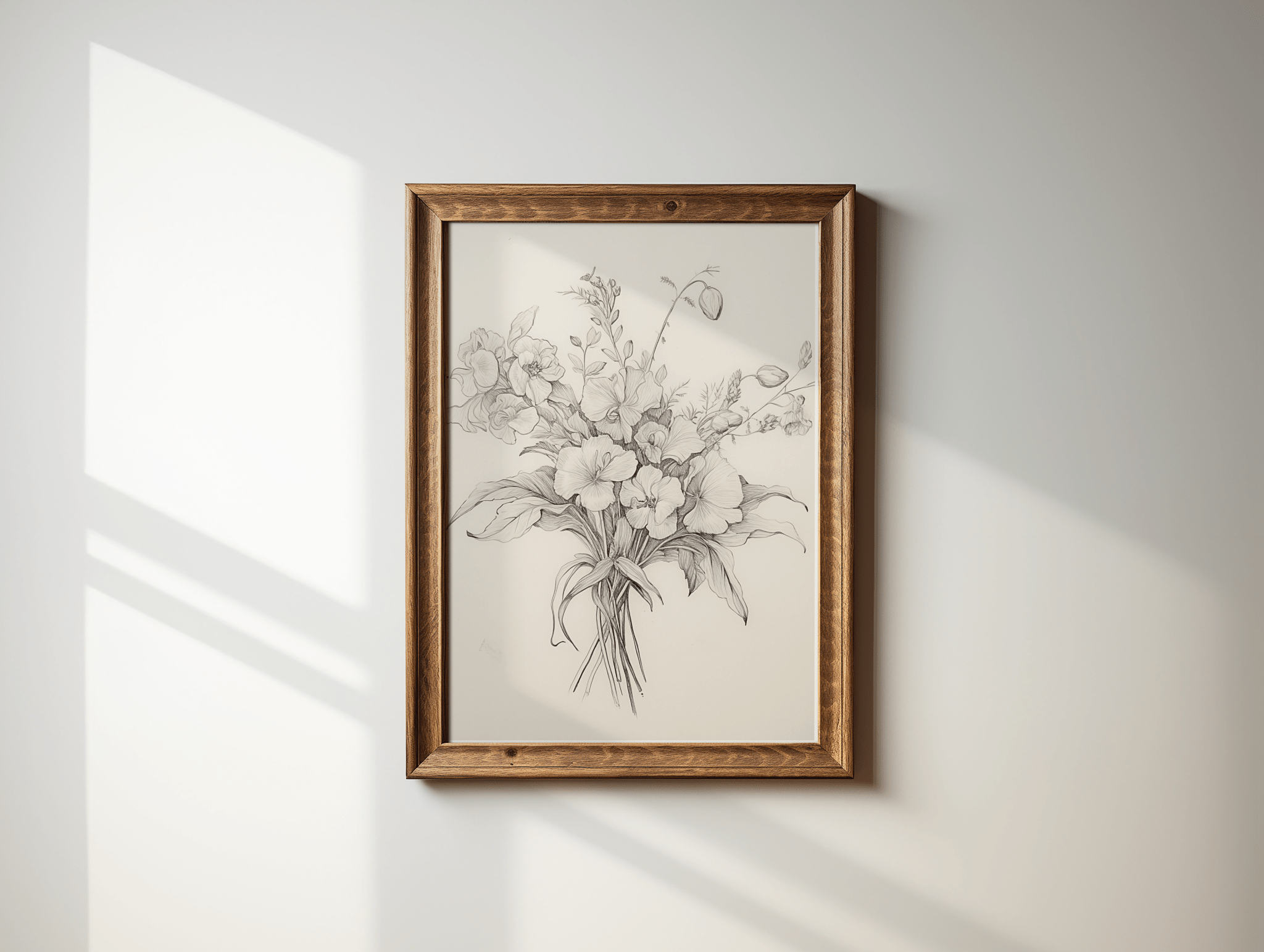 Neutral Botanical Print Vintage Flowers Sketch | Canvas Art, Art Prints & Framed Canvas - Buy Wall Art