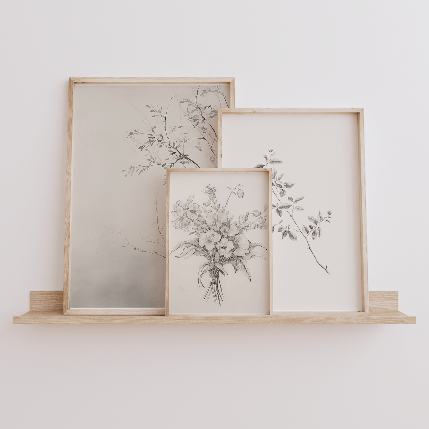 Neutral Botanical Print Vintage Flowers Sketch | Canvas Art, Art Prints & Framed Canvas - Buy Wall Art