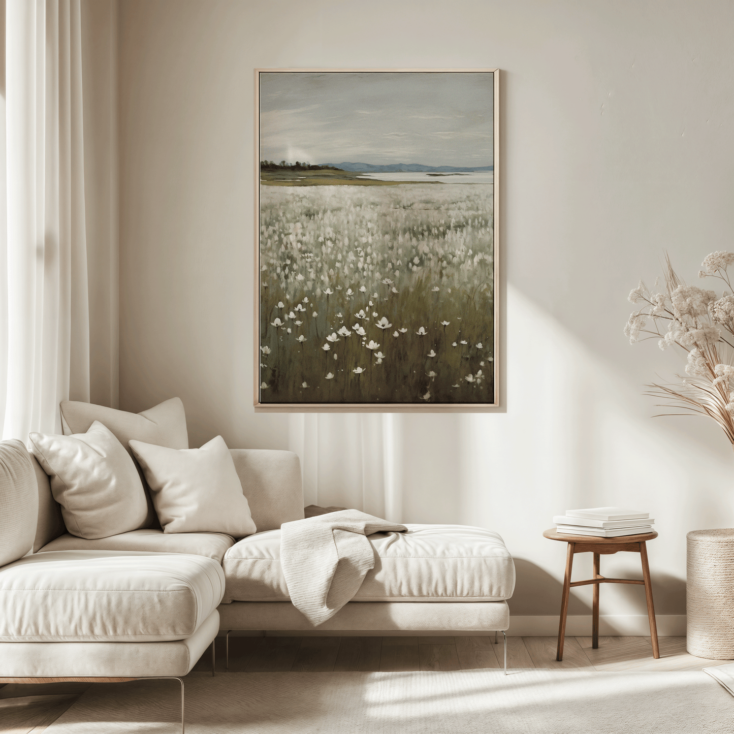 Soft nature landscape painting for entryway or living room space
