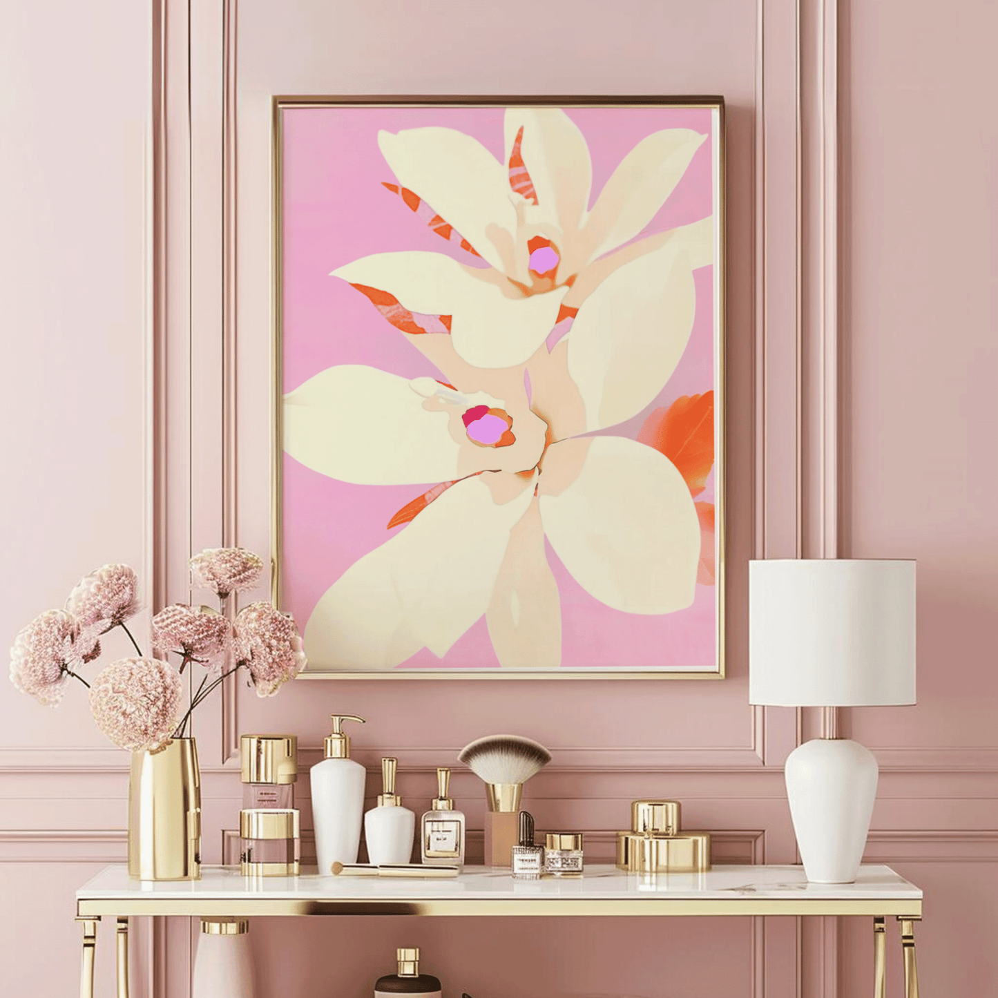 Pink and Orange Botanical Artwork | Canvas Art, Art Prints & Framed Canvas - Buy Wall Art