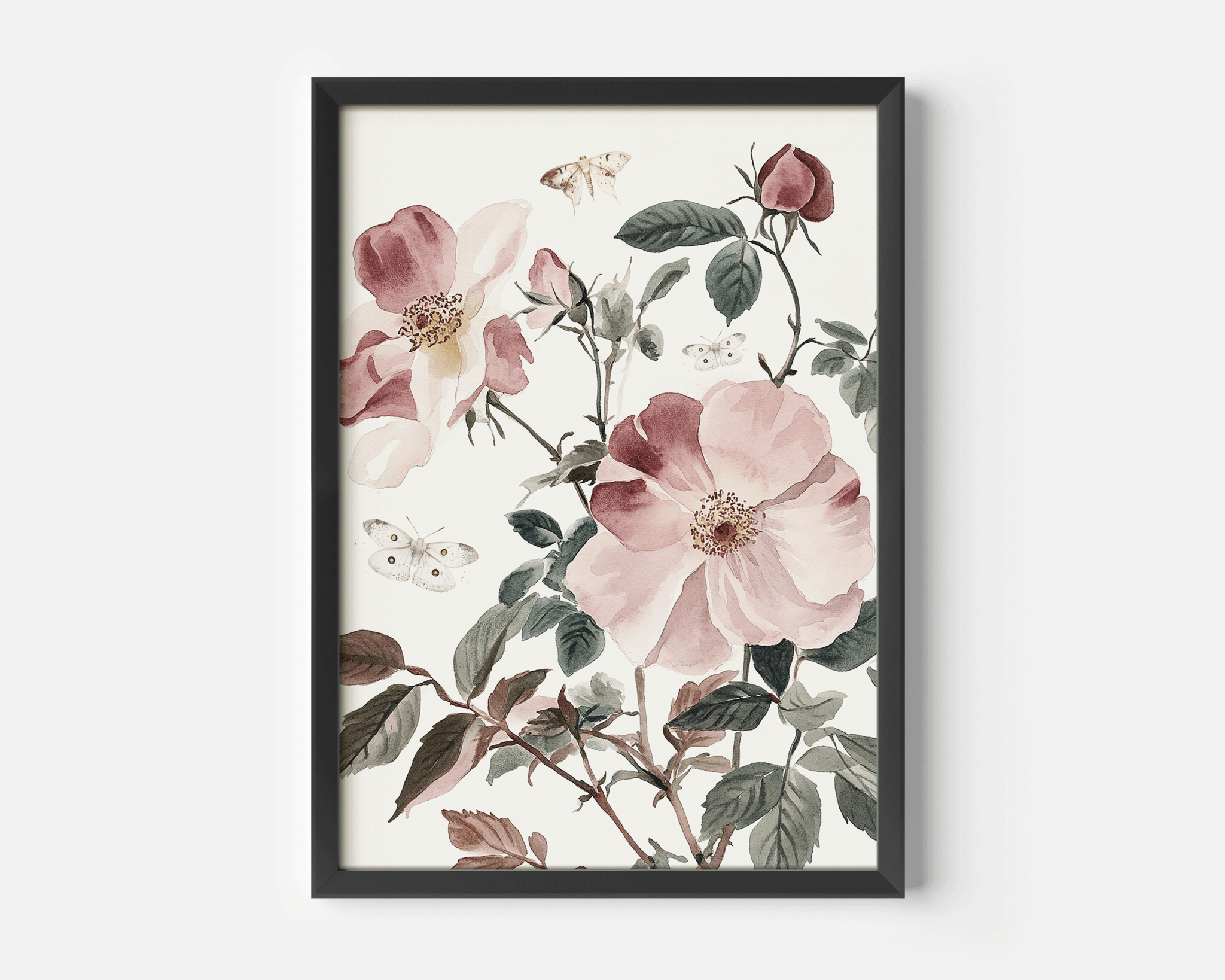 Pink Rose Nursery Wall Art | Floral Print with Butterflies for Baby Girl Room - Buy Wall Art