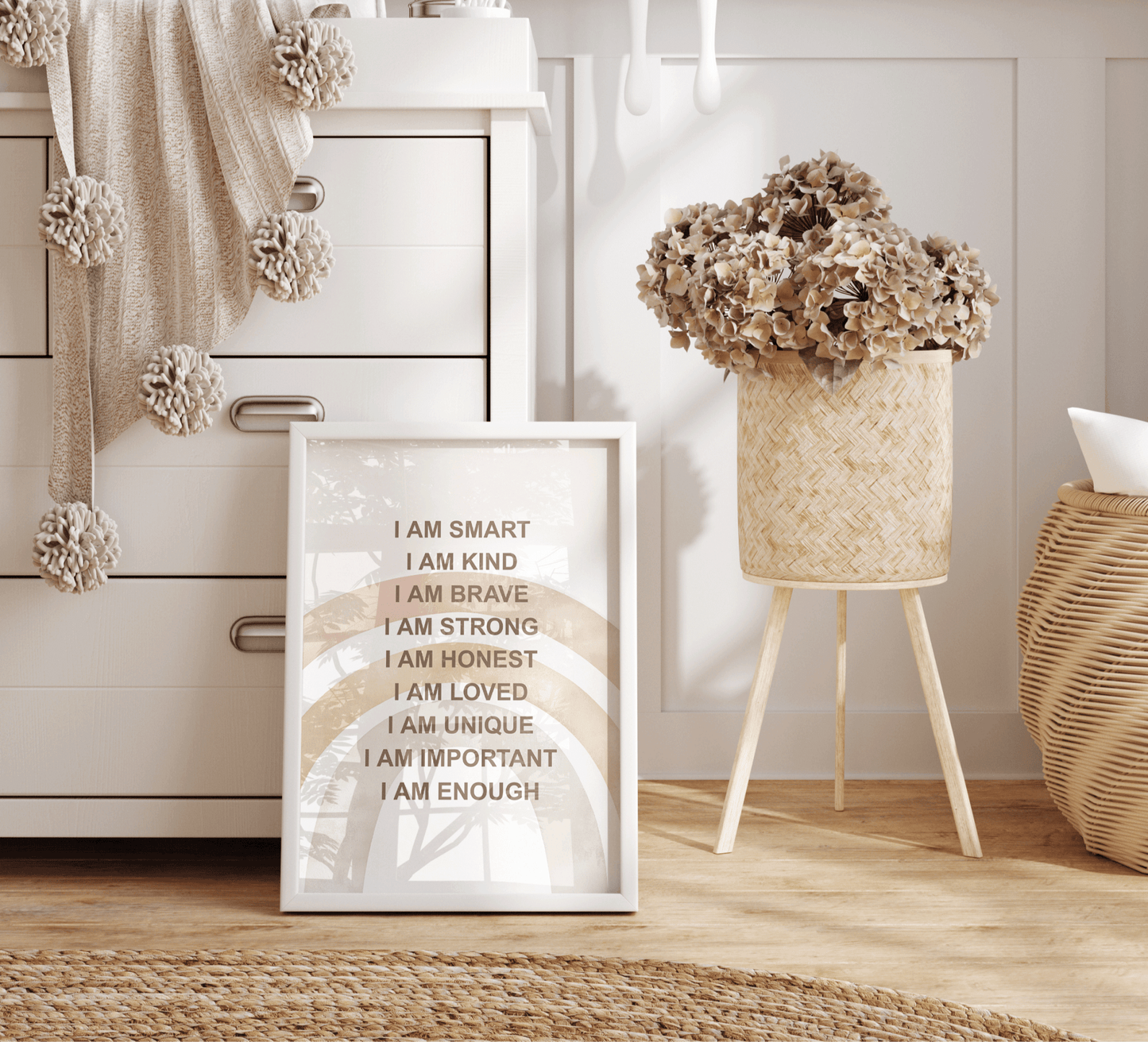 Positive Affirmations for Kids Wall Art With Boho Rainbow | Canvas Art, Art Prints & Framed Canvas - Buy Wall Art