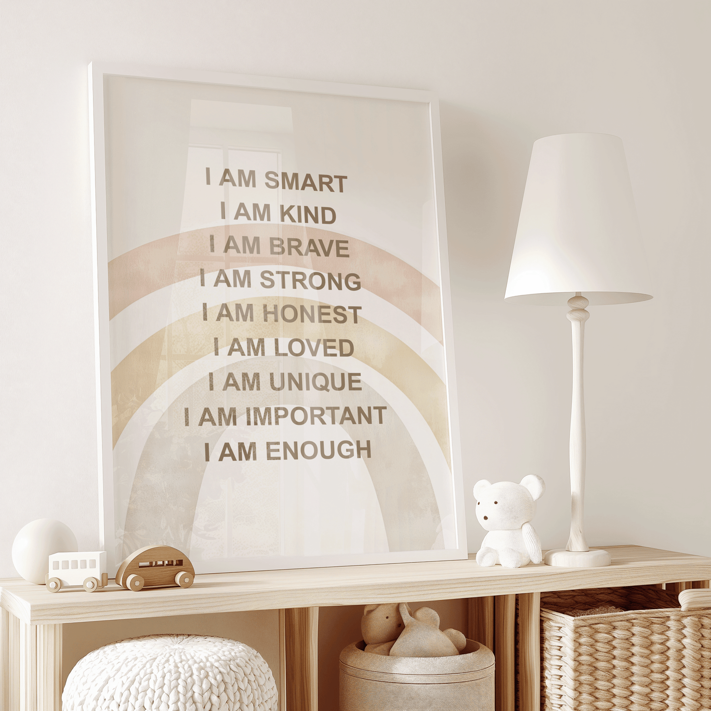 Positive Affirmations for Kids Wall Art With Boho Rainbow | Canvas Art, Art Prints & Framed Canvas - Buy Wall Art