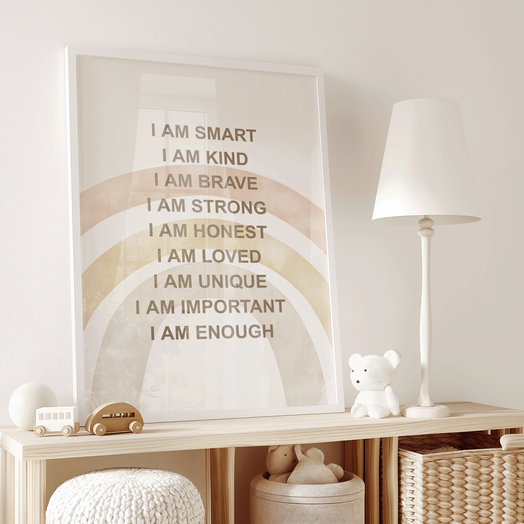 Positive Affirmations for Kids Wall Art With Boho Rainbow | Canvas Art, Art Prints & Framed Canvas - Buy Wall Art
