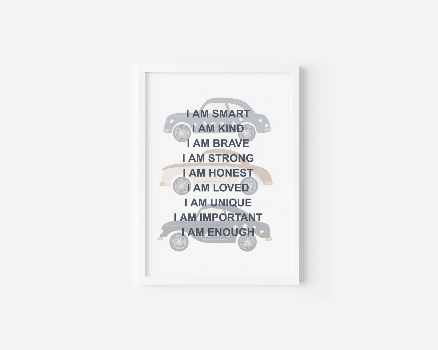 Positive Affirmations for Kids Wall Art With Cars | Canvas Art, Art Prints & Framed Canvas - Buy Wall Art