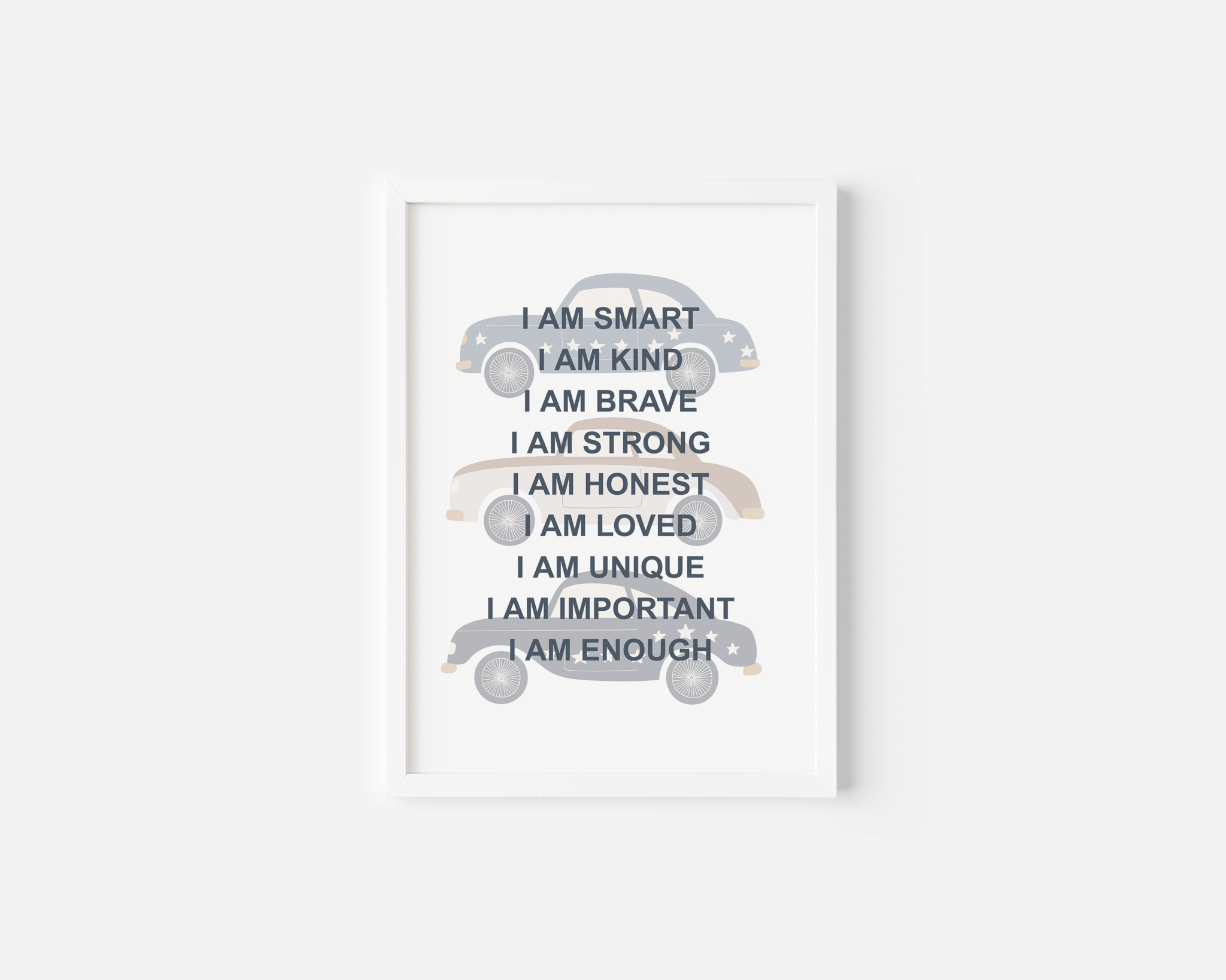 Positive Affirmations for Kids Wall Art With Cars | Canvas Art, Art Prints & Framed Canvas - Buy Wall Art