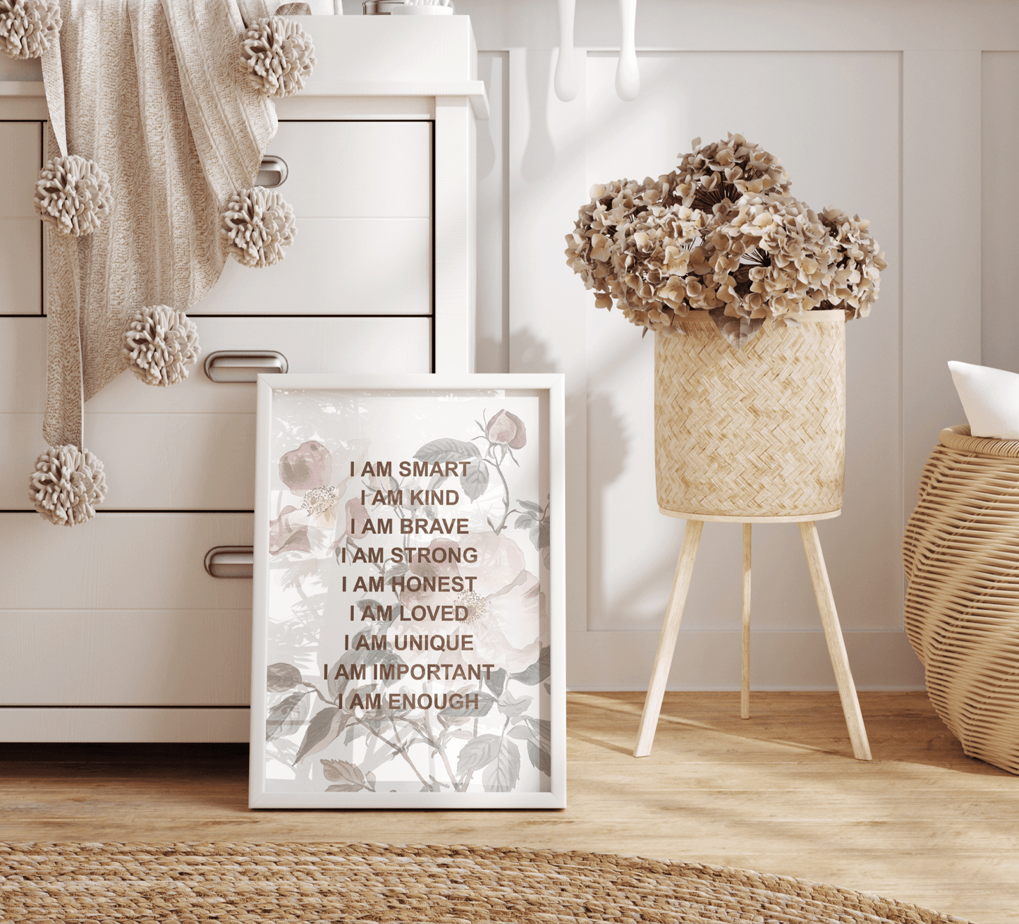 Positive Affirmations for Kids Wall Art With Wildflowers | Canvas Art, Art Prints & Framed Canvas - Buy Wall Art