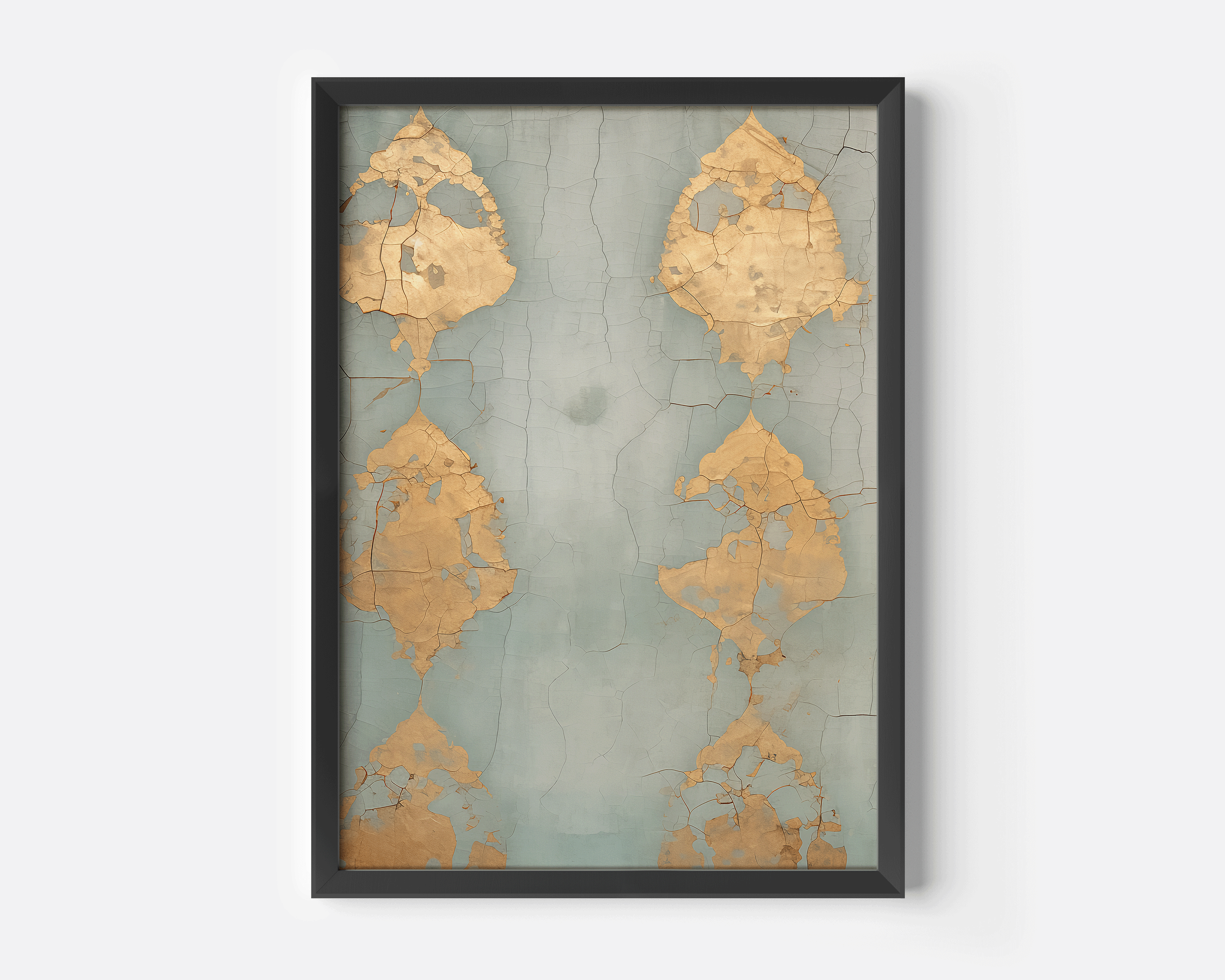 teal blue gold foil cracked wall art print rustic modern - The White Lotus | Canvas Art, Art Prints & Framed Canvas, living room wall art, bedroom art prints, framed canvas wall art prints, stretched canvas print