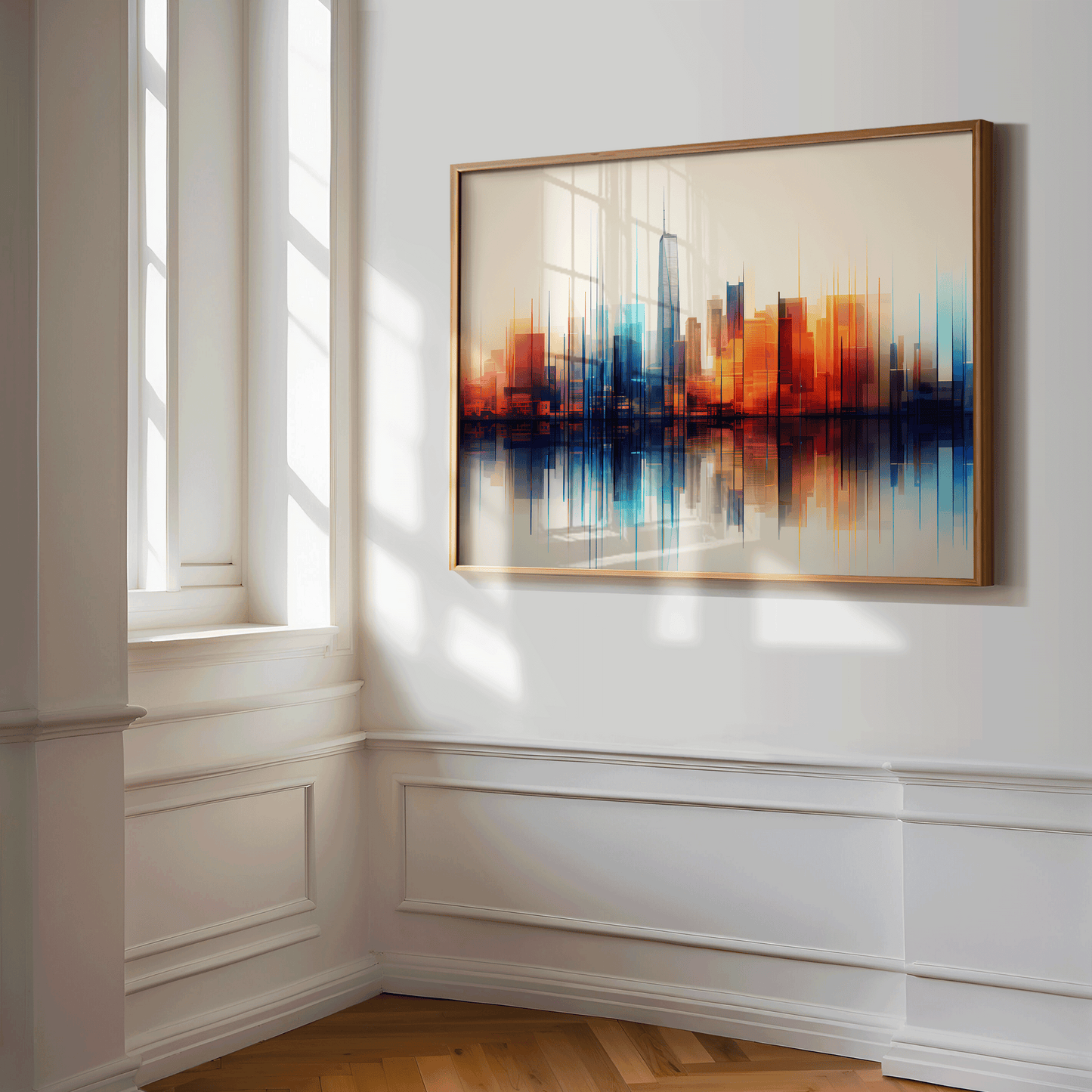 Abstract Cityscape Canvas Wall Art Print | Canvas Art, Art Prints & Framed Canvas, modern colorful bold cityscape reflections canvas wall art framed, new york city, manhattan, contemporary wall art for living room