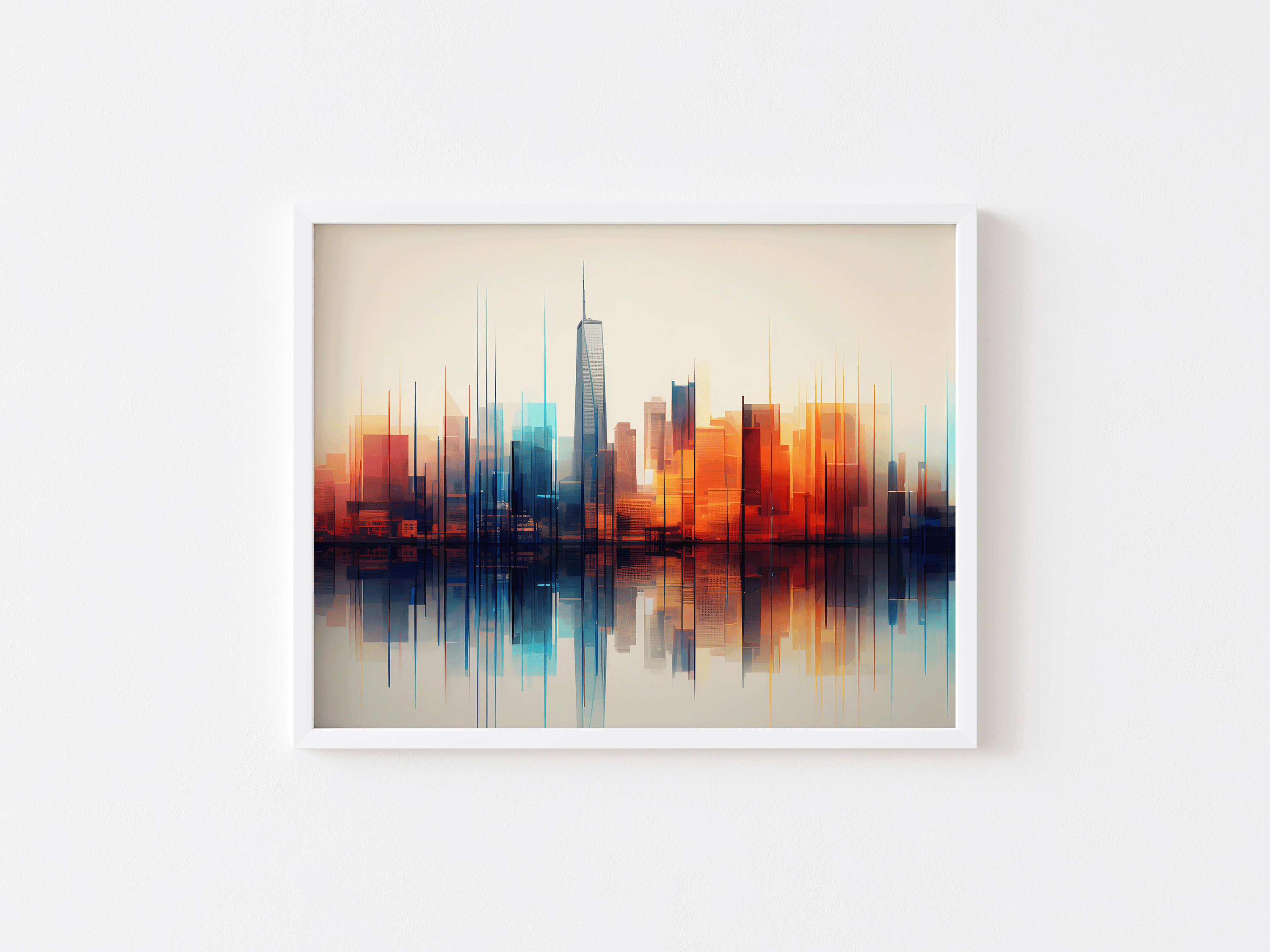 Abstract Cityscape Canvas Wall Art Print | Canvas Art, Art Prints & Framed Canvas, modern colorful bold cityscape reflections canvas wall art framed, new york city, manhattan, contemporary wall art for living room