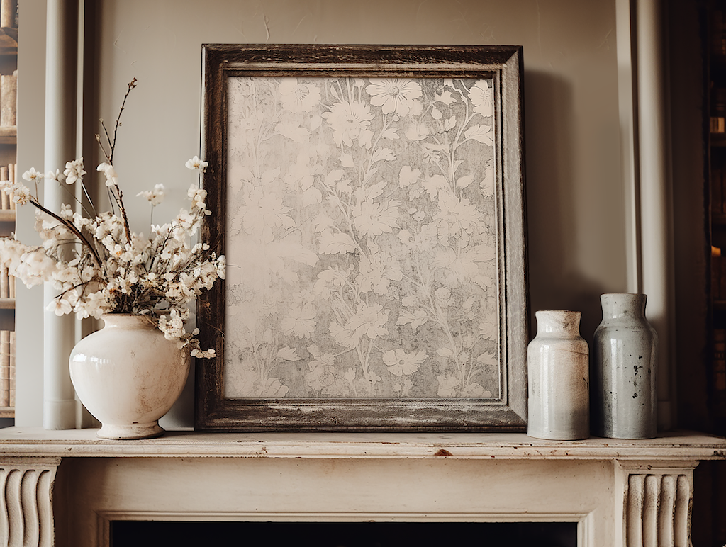 Vintage Botanical Art | Canvas Art, Art Prints & Framed Canvas, flower pattern textile antique muted wall art