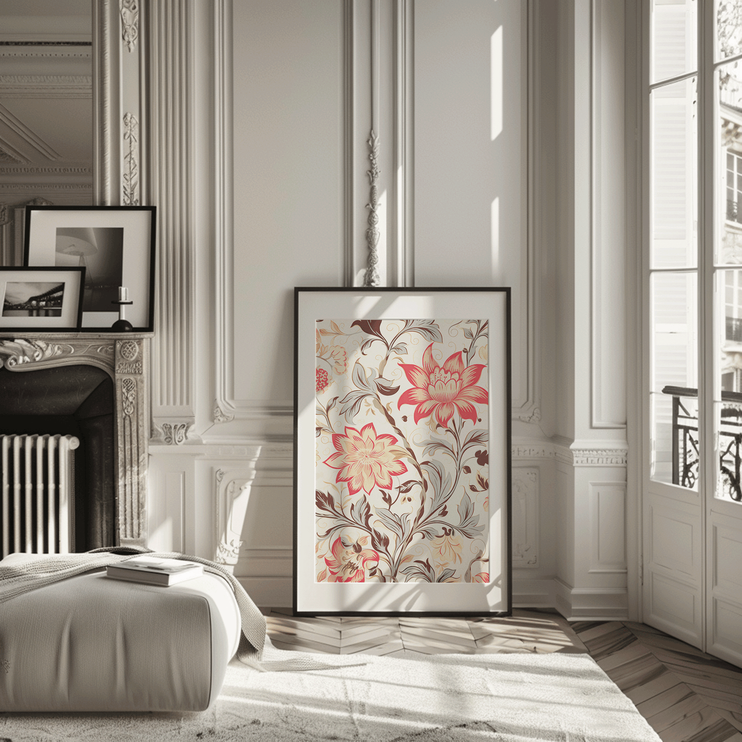 muted watercolor retro botanical flowers and leaves white pink red green brown, botanical wall art print - The White Lotus HBO | Canvas Art, Art Prints & Framed Canvas, living room wall art, bedroom art prints, framed canvas wall art prints, stretched canvas print