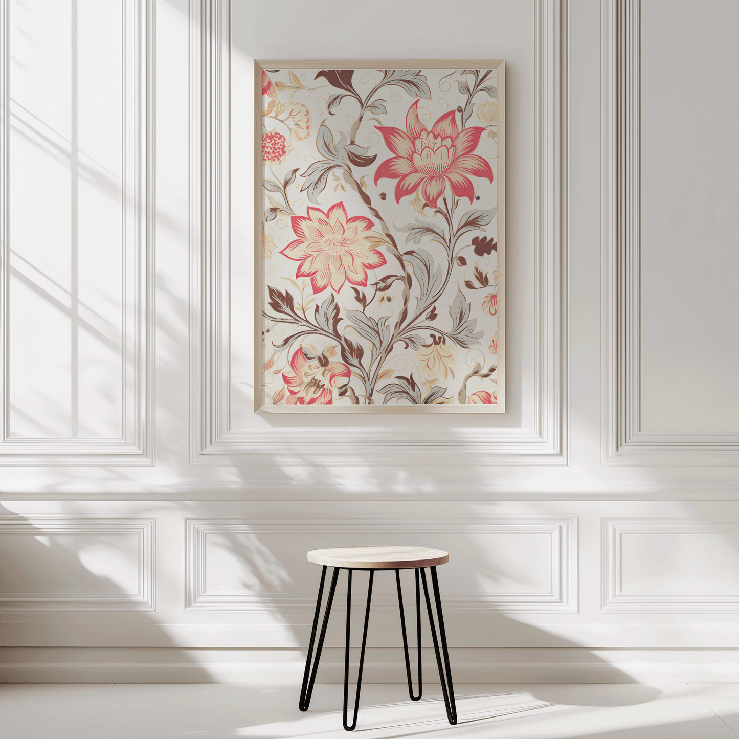muted watercolor retro botanical flowers and leaves white pink red green brown, botanical wall art print - The White Lotus HBO | Canvas Art, Art Prints & Framed Canvas, living room wall art, bedroom art prints, framed canvas wall art prints, stretched canvas print