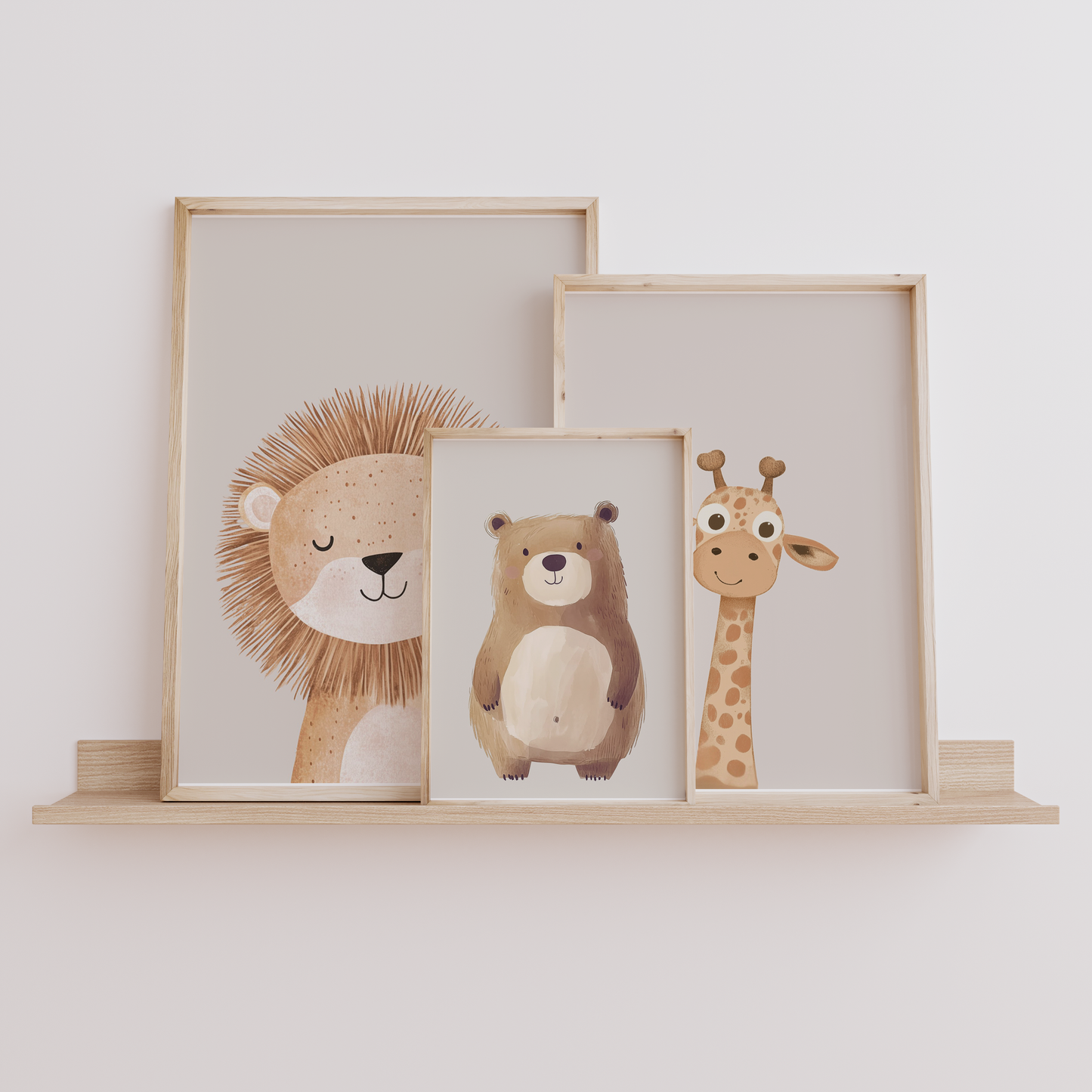 Giraffe Nursery Art | Canvas Art, Art Prints & Framed Canvas, woodland nursery boho vintage neutral cute giraffe beige brown minimal wall art nursery print, beige background boy girl toddler baby bedroom, playroom daycare wall art canvas framed, set of 3 nursery prints
