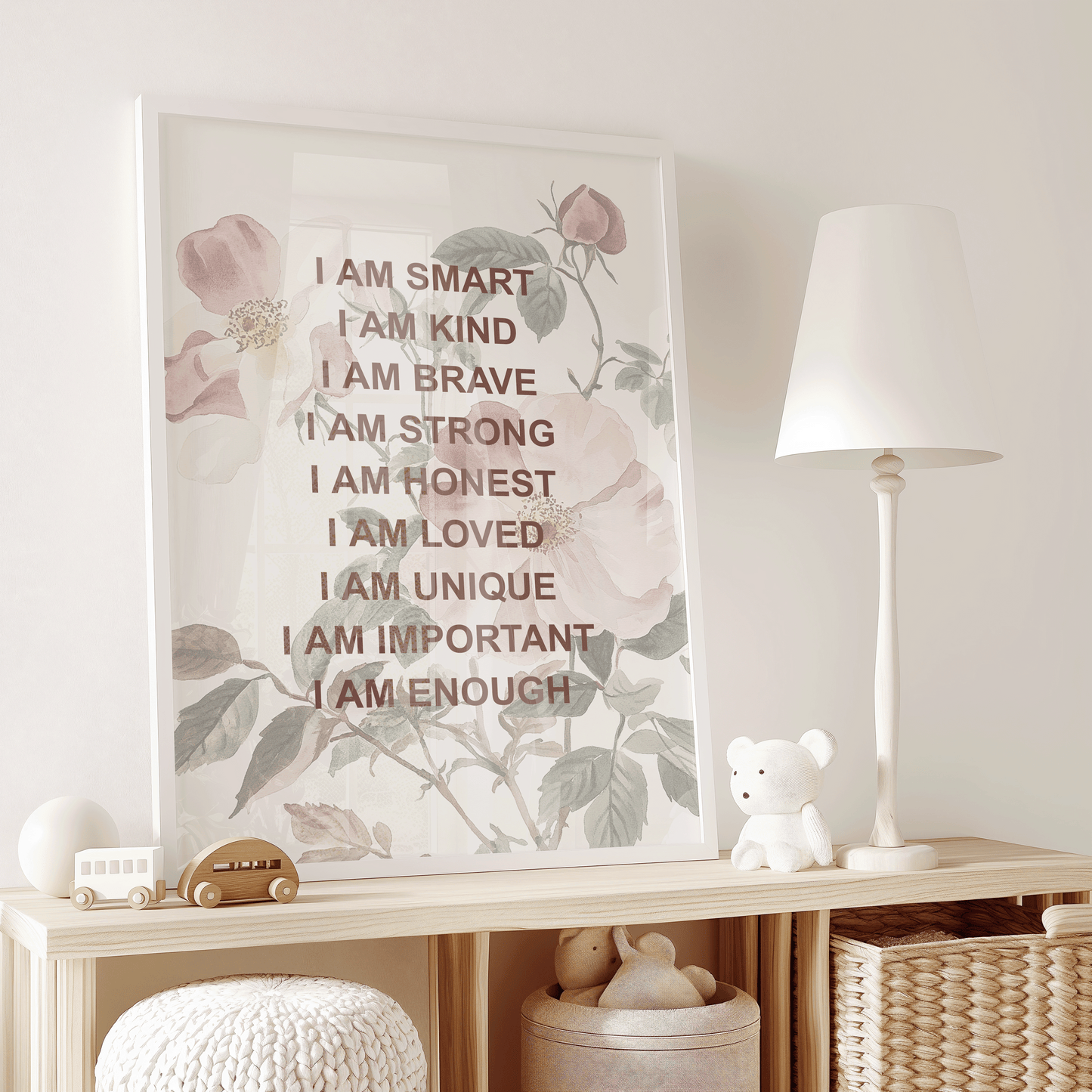 Positive Affirmations for Kids Wall Art With Wildflowers | Canvas Art, Art Prints & Framed Canvas, Botanical Positive Affirmations Wall Art Print, Inspirational Nursery Affirmations for Kids, I am Kind Loved Brave Enough, affirmation wall art
affirmations for kid
i am kind loved
i am brave enough
kids inspirational
nursery wall art
boho nursery decor
positive affirmation
neutral nursery
boho floral print
vintage botanical
bedroom office art
nursery classroom daycare art
motivational quotes
inspiring quotes