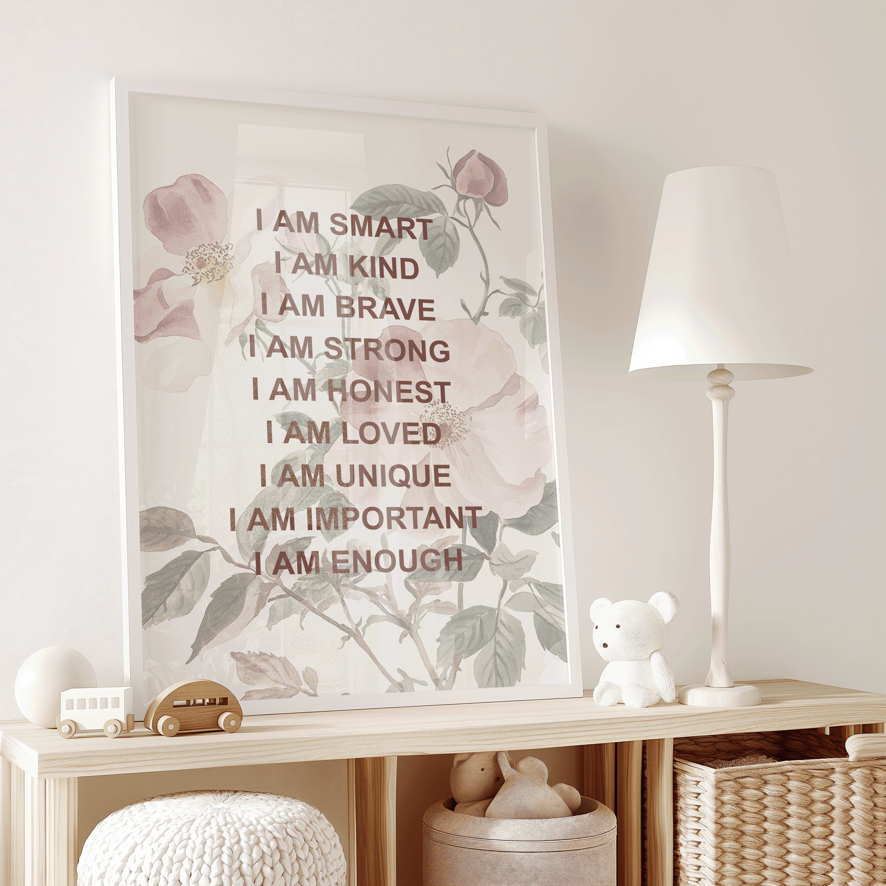 Positive Affirmations for Kids Wall Art With Wildflowers | Canvas Art, Art Prints & Framed Canvas, Botanical Positive Affirmations Wall Art Print, Inspirational Nursery Affirmations for Kids, I am Kind Loved Brave Enough, affirmation wall art
affirmations for kid
i am kind loved
i am brave enough
kids inspirational
nursery wall art
boho nursery decor
positive affirmation
neutral nursery
boho floral print
vintage botanical
bedroom office art
nursery classroom daycare art
motivational quotes
inspiring quotes