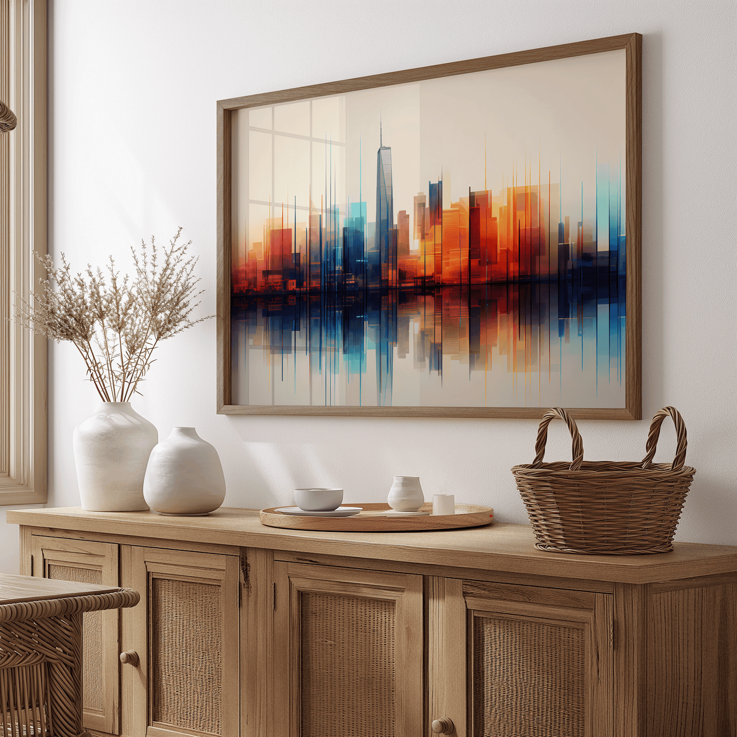 Abstract Cityscape Canvas Wall Art Print | Canvas Art, Art Prints & Framed Canvas, modern colorful bold cityscape reflections canvas wall art framed, new york city, manhattan, contemporary wall art for living room