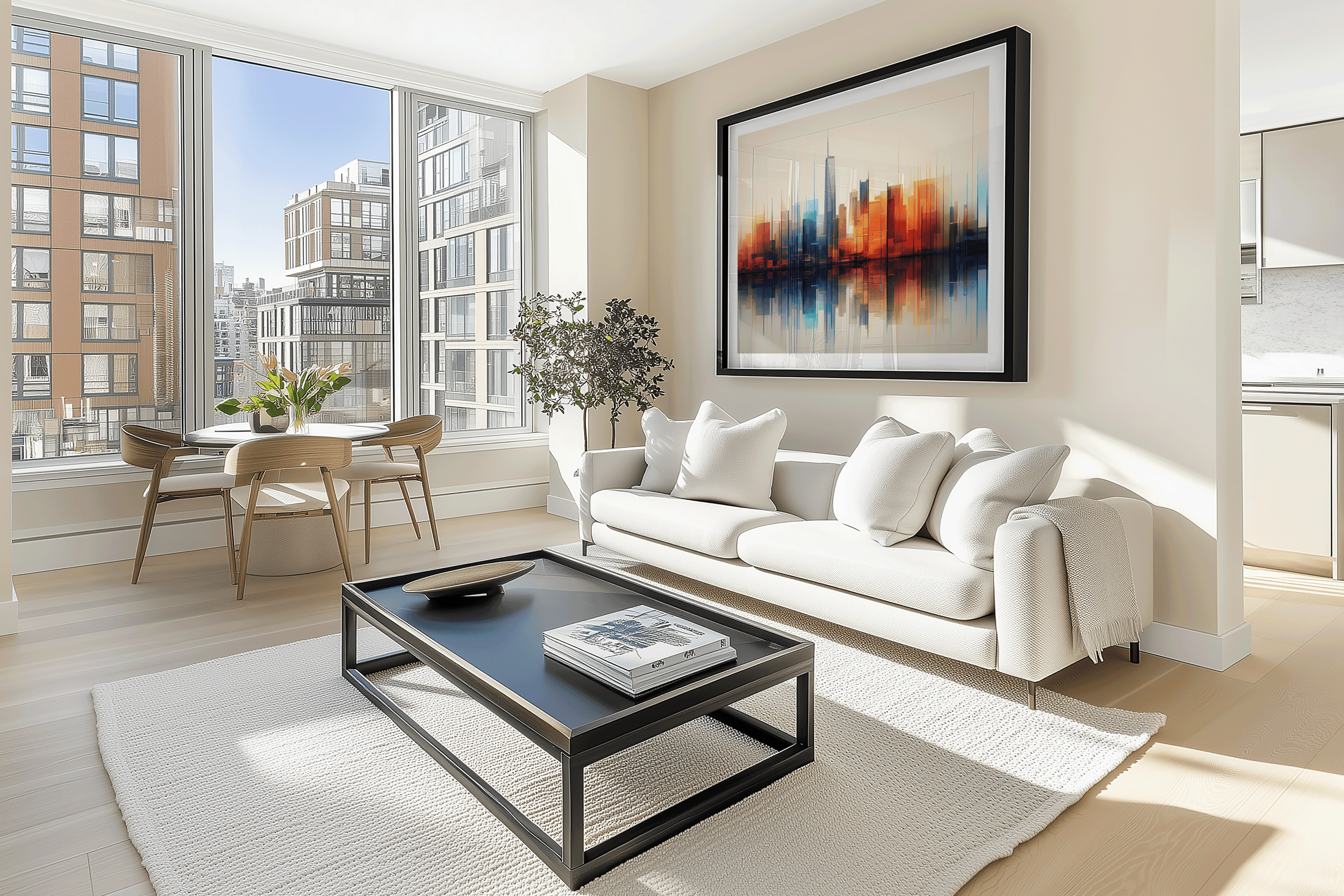 Abstract Cityscape Canvas Wall Art Print | Canvas Art, Art Prints & Framed Canvas, modern colorful bold cityscape reflections canvas wall art framed, new york city, manhattan, contemporary wall art for living room