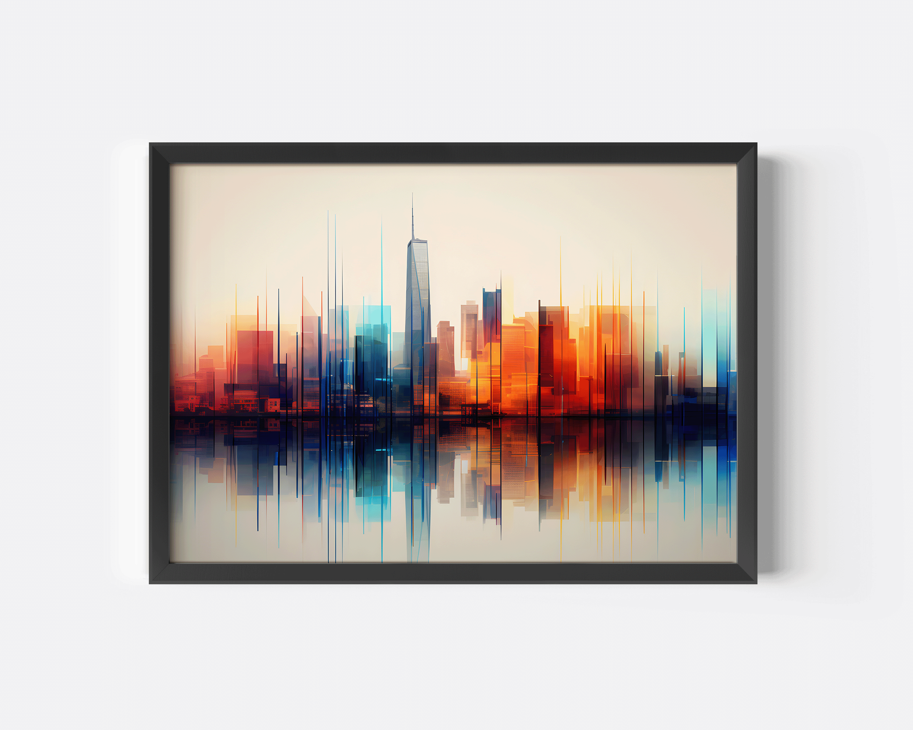 Abstract Cityscape Canvas Wall Art Print | Canvas Art, Art Prints & Framed Canvas, modern colorful bold cityscape reflections canvas wall art framed, new york city, manhattan, contemporary wall art for living room