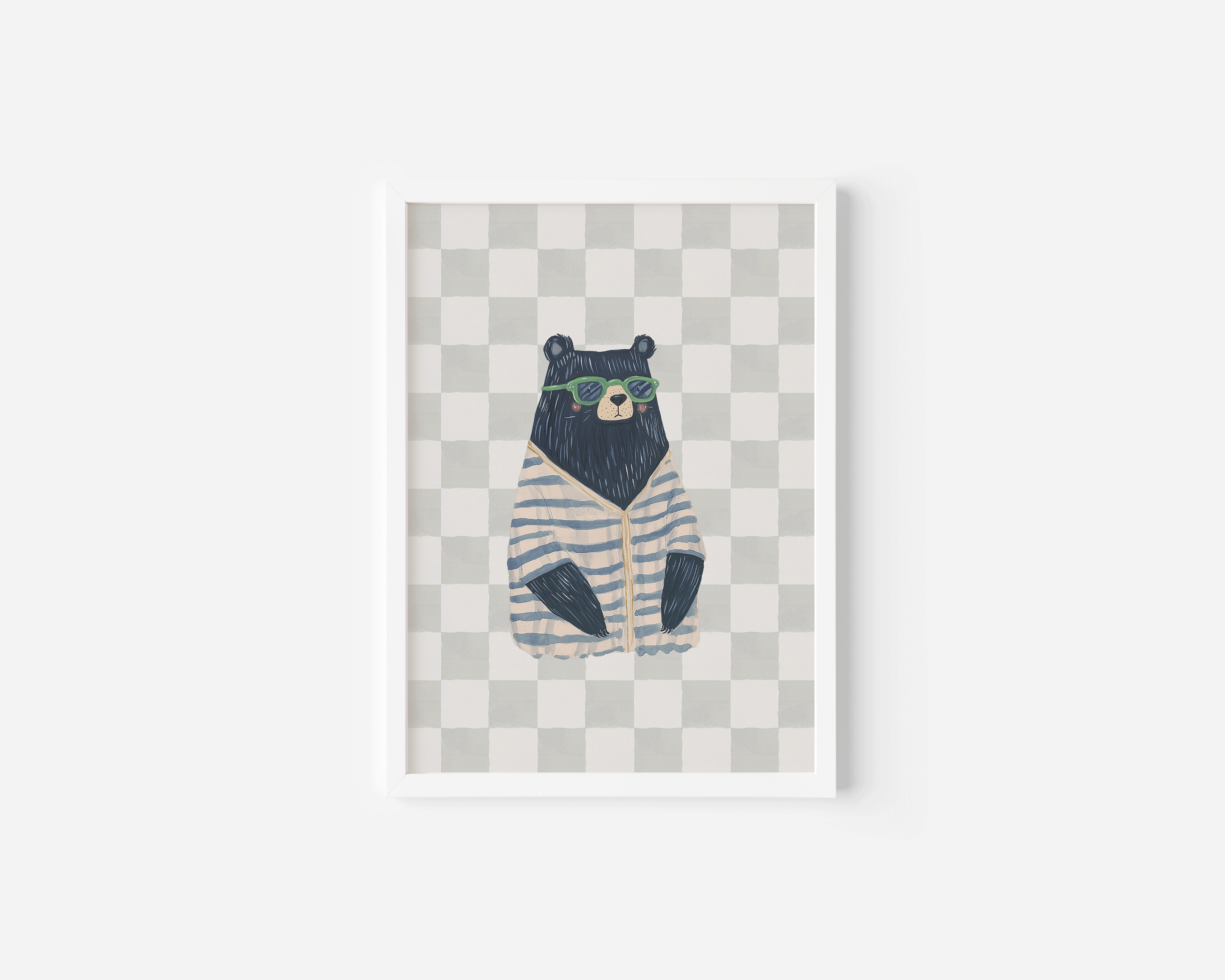 Funky Retro Vintage Preppy Bear Nursery Art | Canvas Art, Art Prints & Framed Canvas, nursery kids bedroom for boy wall decor ideas, playroom daycare framed canvas wall art prints