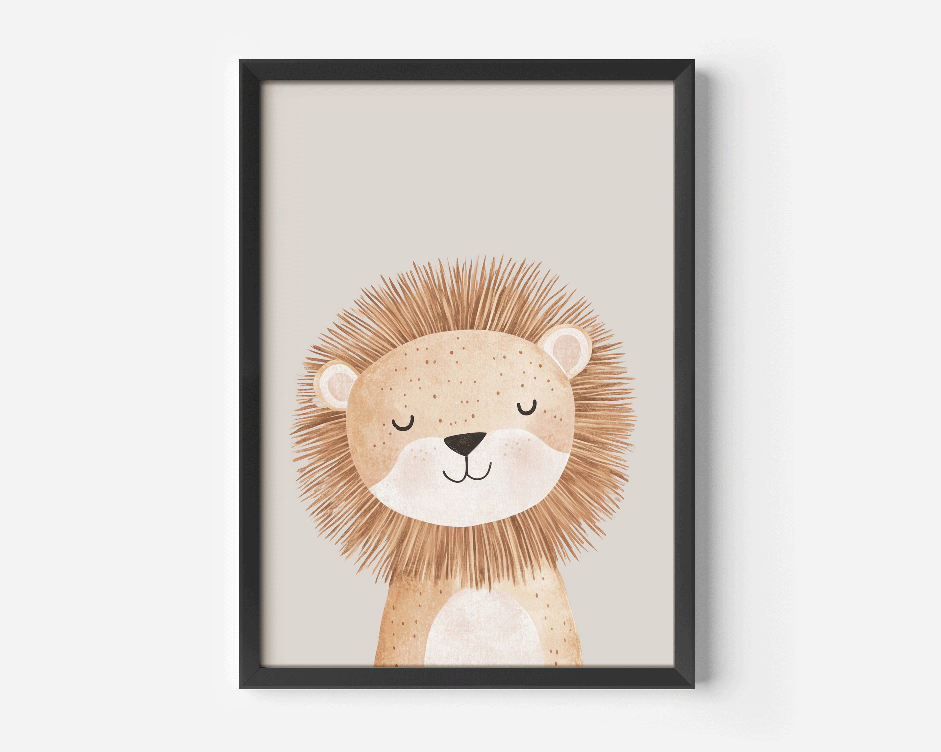 Lion Nursery Wall Art | Canvas Art, Art Prints & Framed Canvas, boho vintage safari zoo animal prints lion cub nursery playroom bedroom daycare wall art print, watercolor girl boy toddler neutral lion nursery wall art canvas frame print