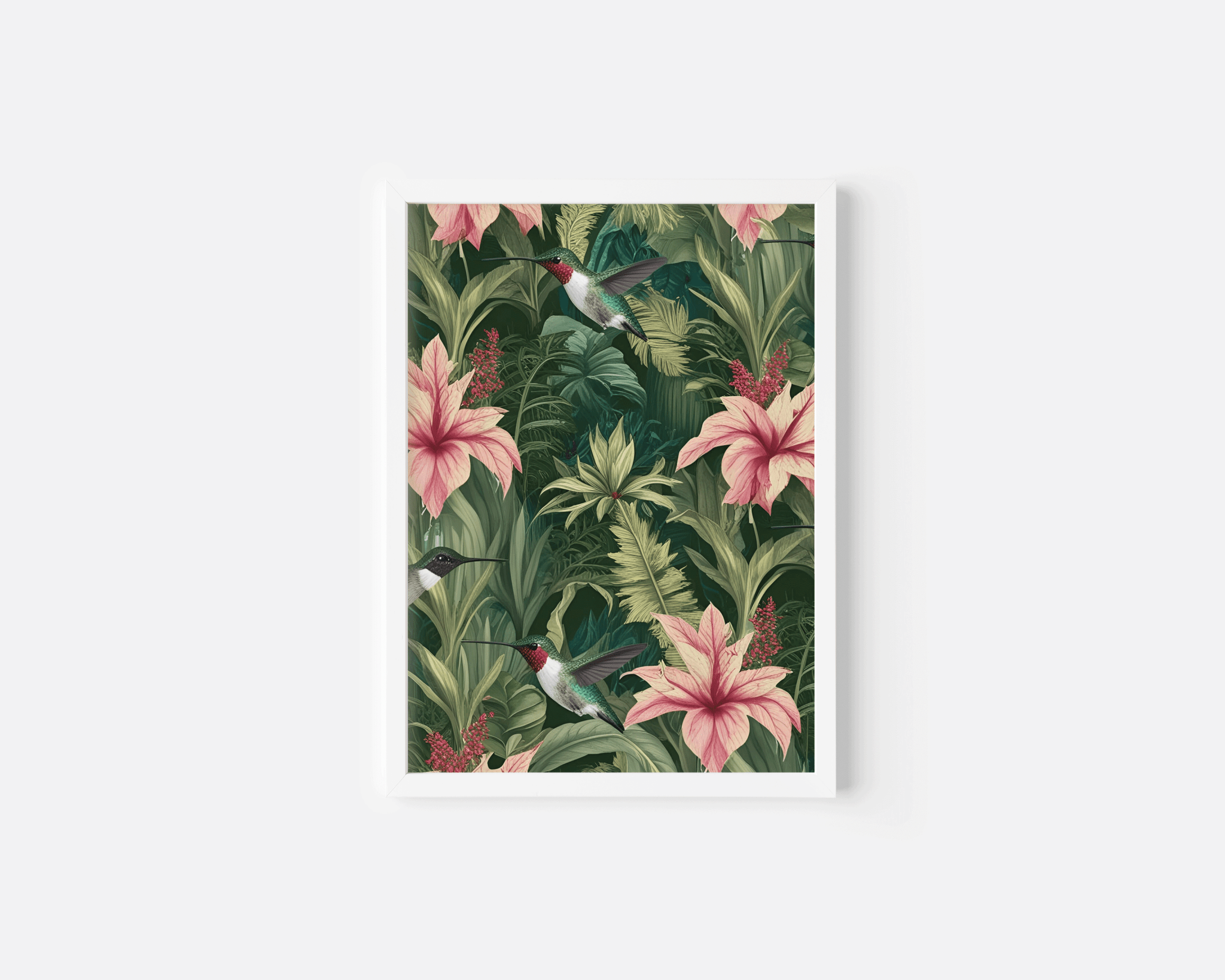 Tropical Hummingbird Botanical Wall Art – Jungle Floral Canvas & Framed Prints - Buy Wall Art