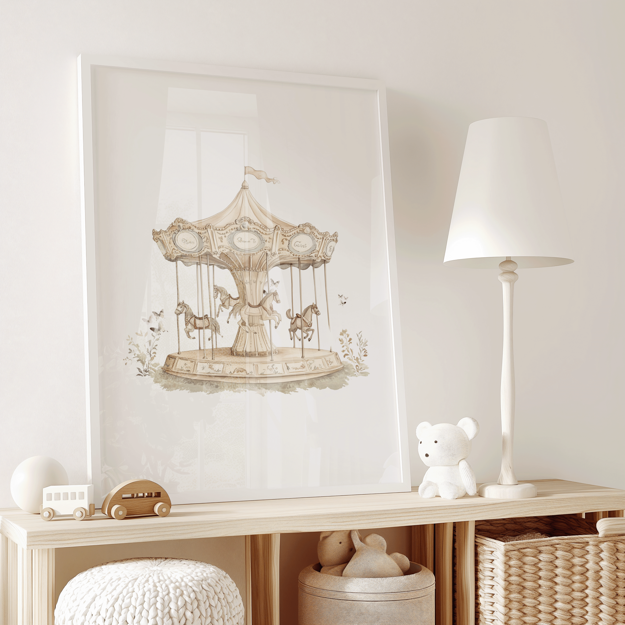 Vintage Carousel Wall Art for Nursery | Whimsical Woodland - Inspired Nursery Print - Buy Wall Art