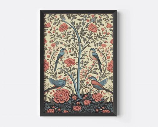 Vintage Textile Wall Art with Birds | Canvas Art, Art Prints & Framed Canvas - Buy Wall Art