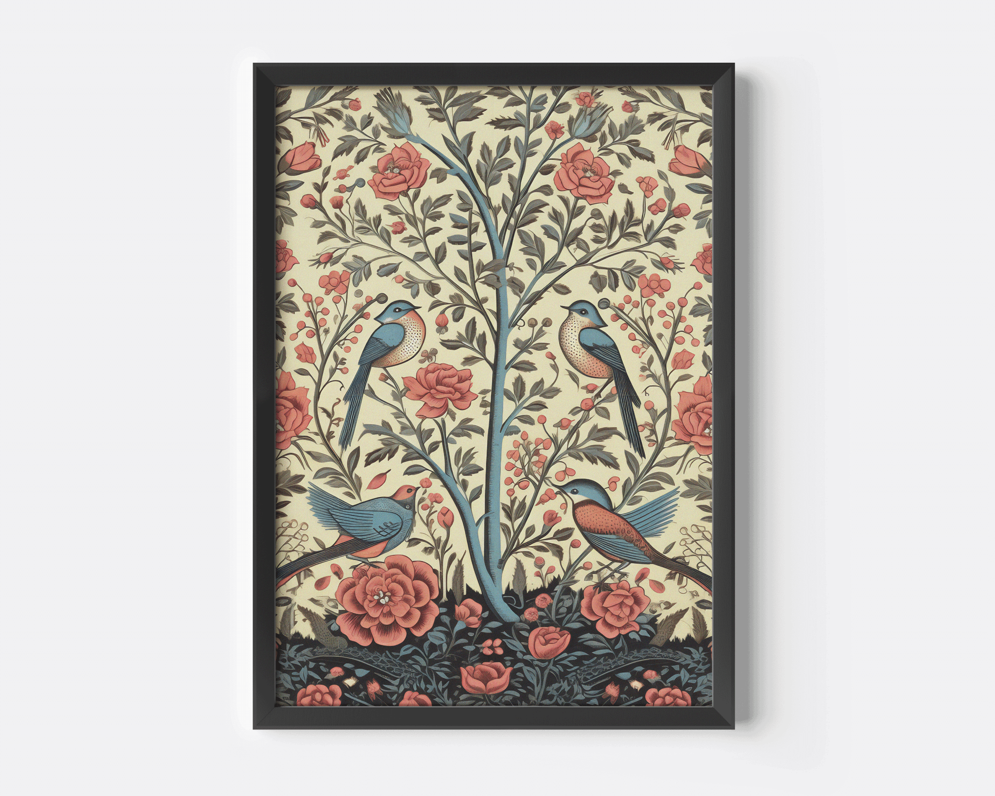 Vintage Textile Wall Art with Birds | Canvas Art, Art Prints & Framed Canvas - Buy Wall Art