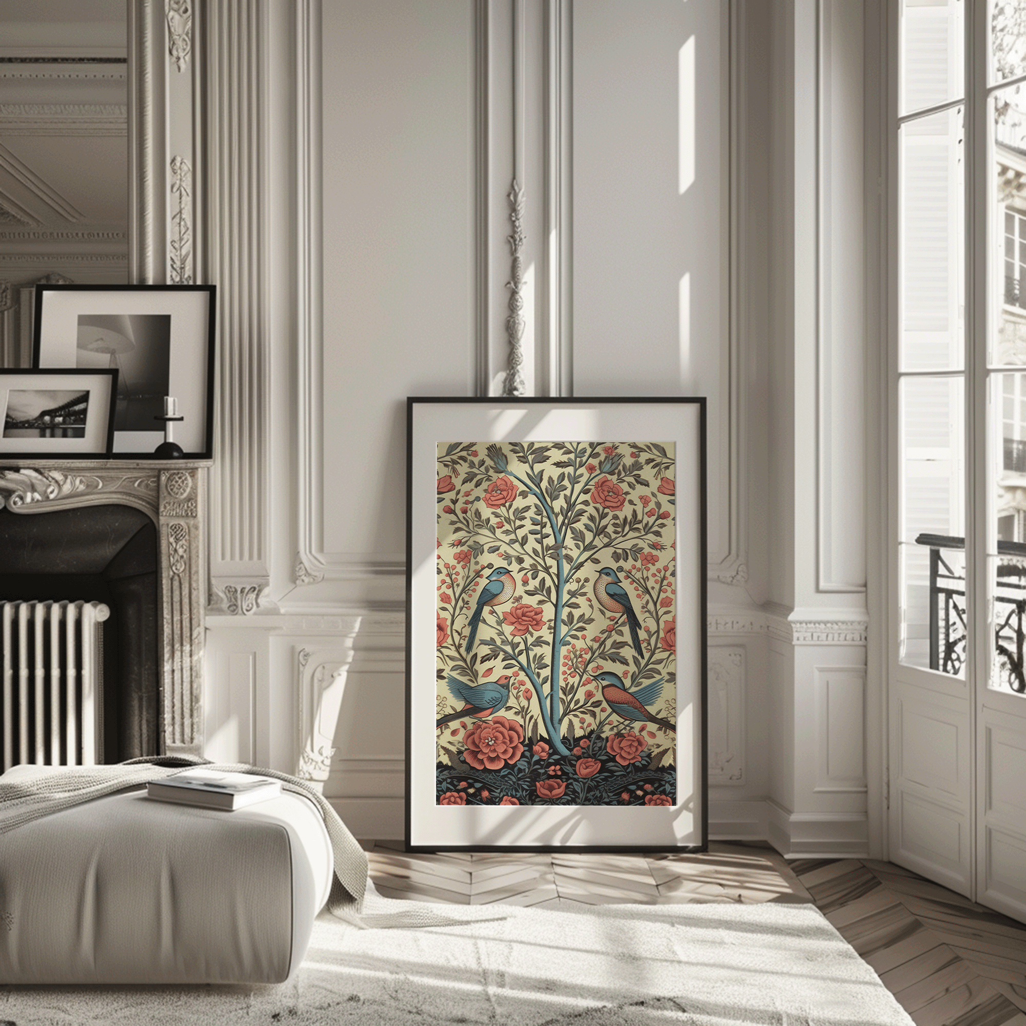 Vintage Textile Wall Art with Birds | Canvas Art, Art Prints & Framed Canvas - Buy Wall Art