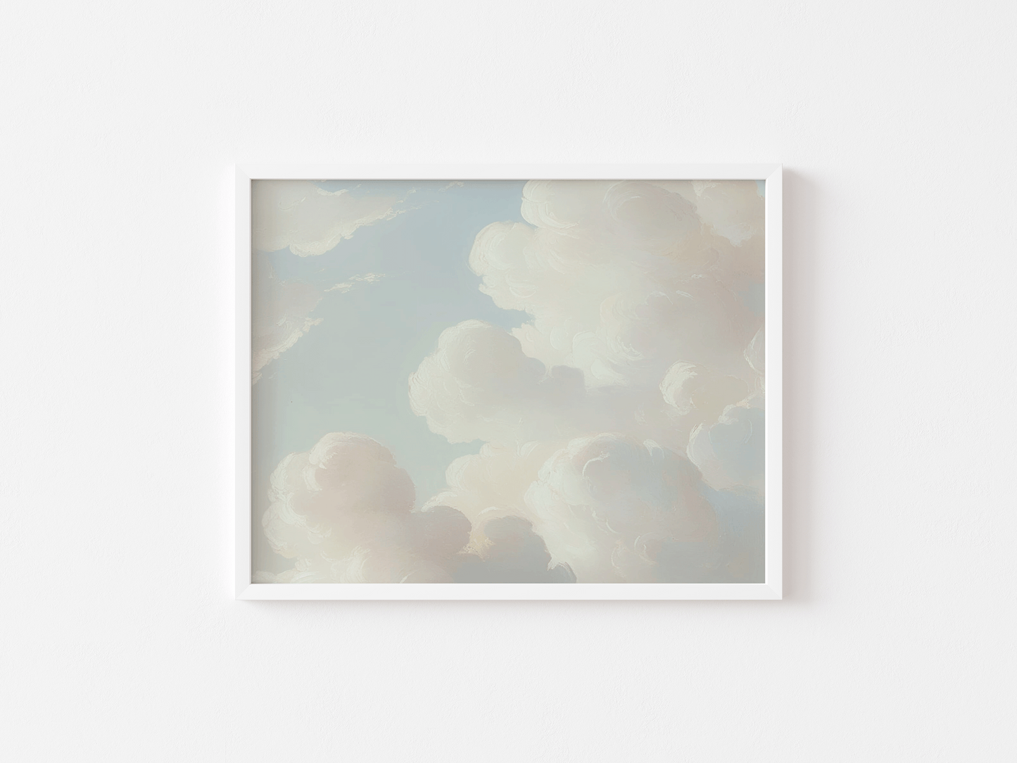 Soft vintage cloud wall art in oil painting style