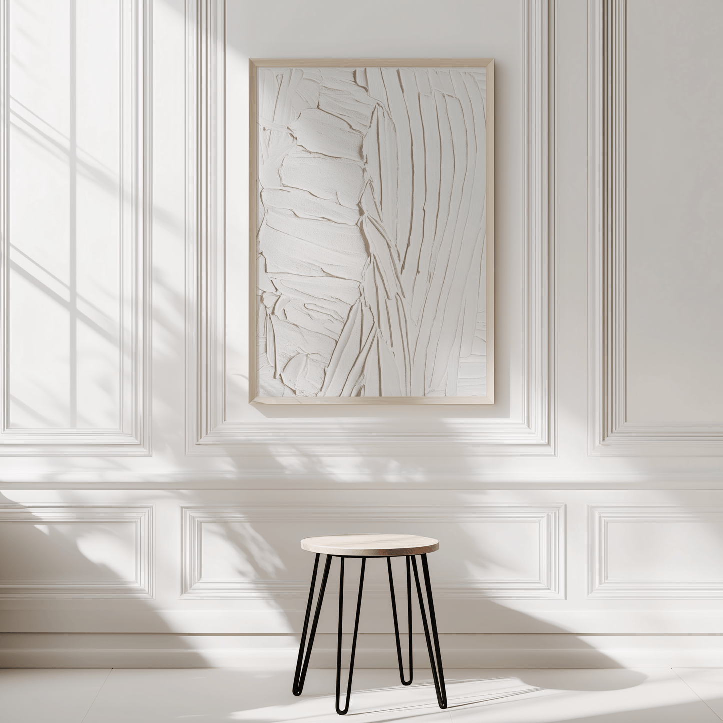 White Minimalist Wall Art | Abstract Print with Faux Texture Effect - Buy Wall Art
