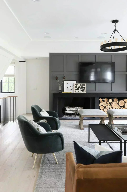 Modern living room with wall mounted TV and minimal decor illustrating a clean TV wall design
