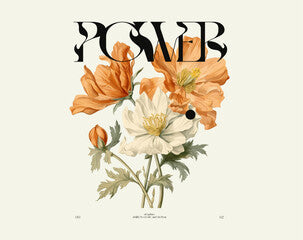 Typographic t-shirt design, watercolor flowers bouquet and power quote