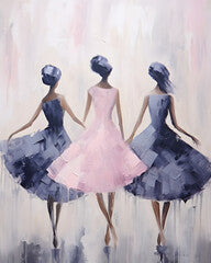 Abstract Ballet Girls Oil Painting On Canvas - Ballerina Dress Dancer Textured Hand Painted Painting - African girls dancing illustration oil painting watercolor art