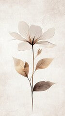 Delicate white floral illustration on textured background, minimalist elegance in nature-inspired art