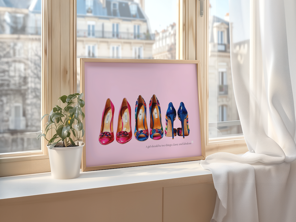 Designer Shoes Wall Art | Canvas Art, Art Prints & Framed Canvas, gucci, chanel, prada heels watercolor poster print